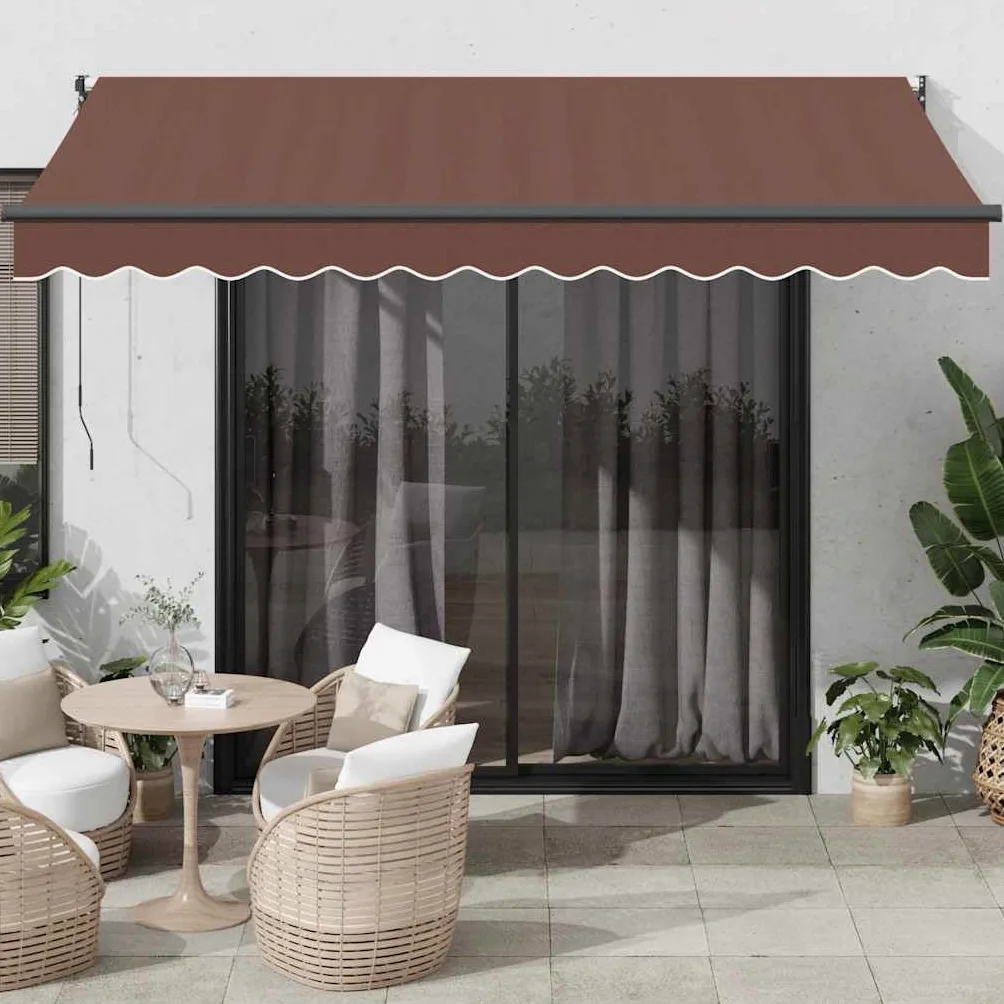 Brokky Toldo Motorizado 3.5 x 2.5 m Toldo Articulado Eléctrico con Mando a Distancia para Terraza, Jardín-Marrón-3.5 x 2.5 m-Marco Antracita
