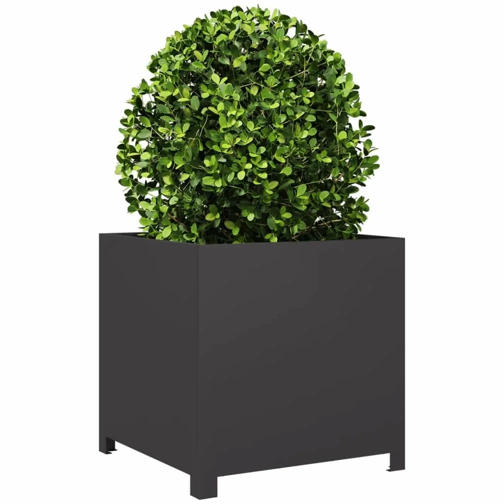 IKAYAA Jardinera Exterior 50 x 50 x 50 cm Arriate Cuadrado Metal Macetas Exterior Jardinera Cuadrada para Cultivo de Plantas en Exterior Patio Terraza Acero/Negro