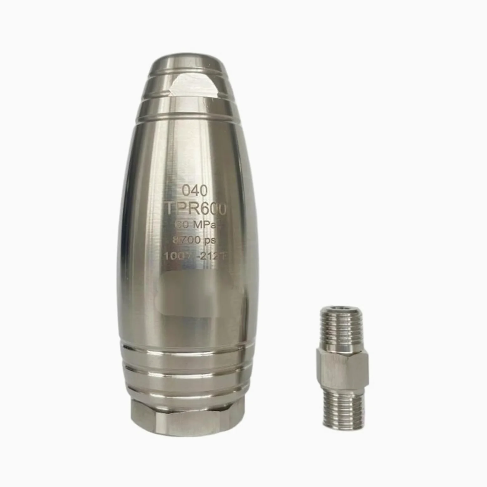 Boquilla Giratoria Turbo, Carburo De Tungsteno De 600 Bar | Explosión turbo de 600 bares. Núcleo de carburo de tungsteno. Completamente inoxidable. Ajuste de 1/4" BSP H.