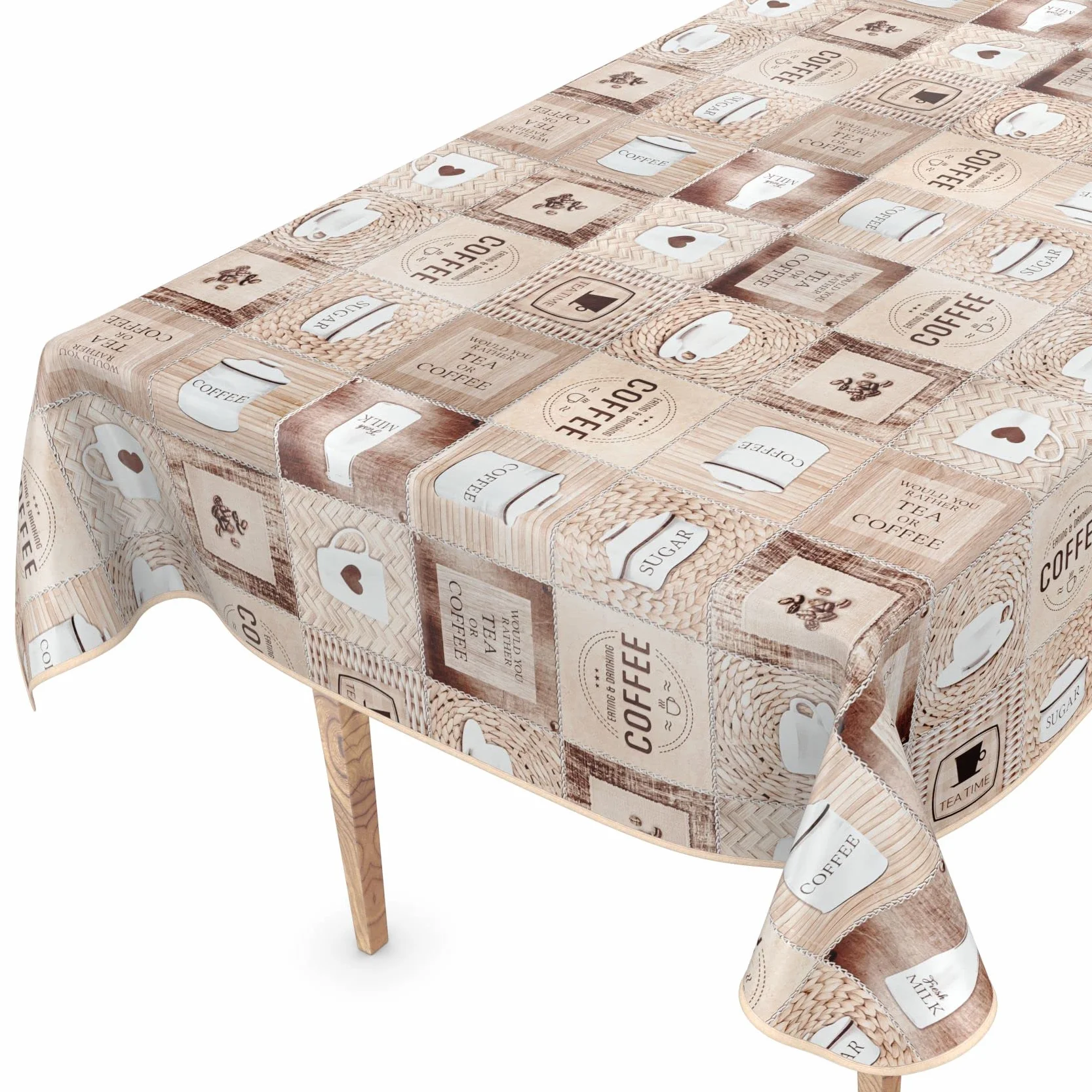 Mantel de Hule Lavable, 100 x 140 cm, con Dobladillo, Color café y café, fácil de Limpiar