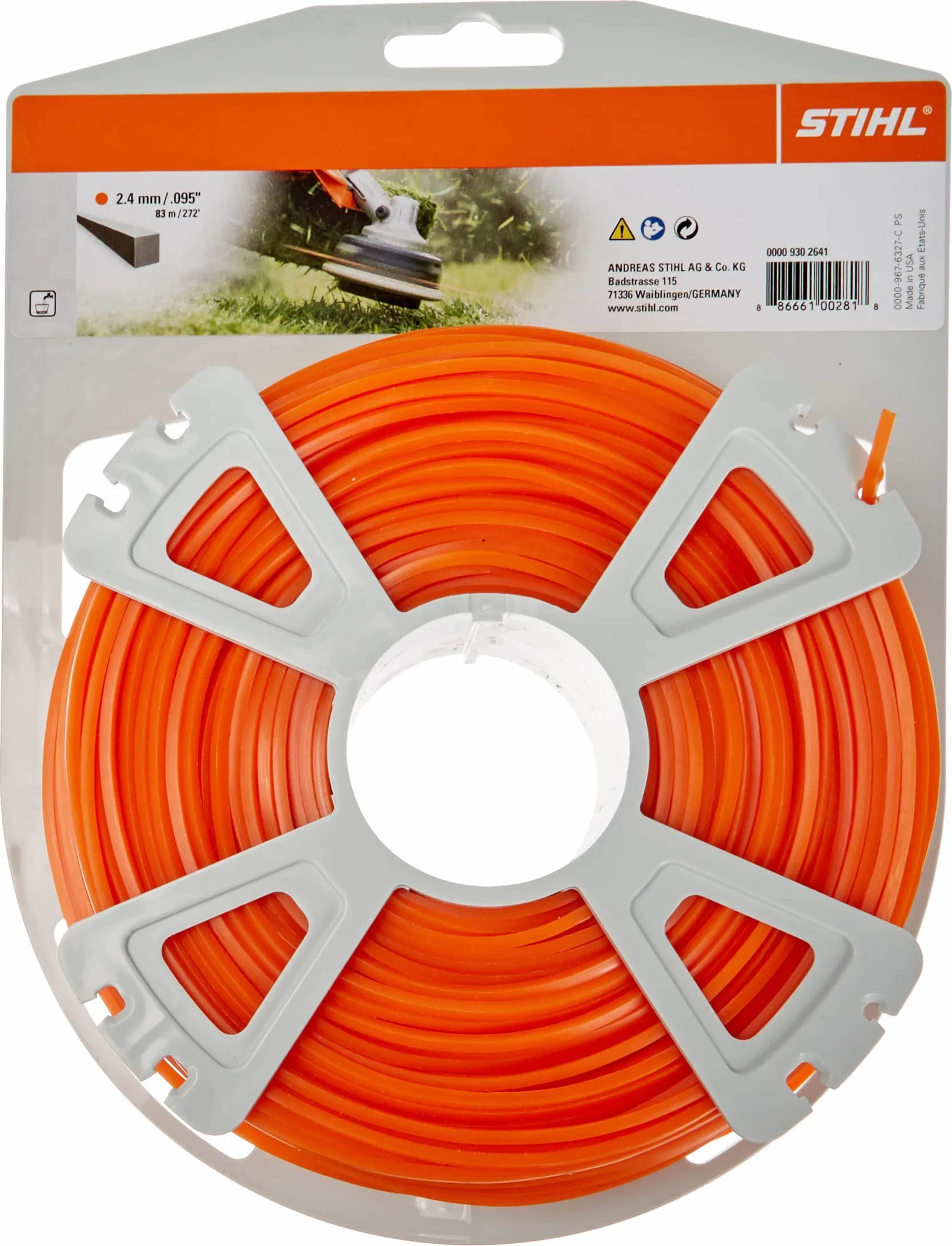 Stihl - Rollo de hilo de corte (cuadrado, 2,4 mm x 86 m)