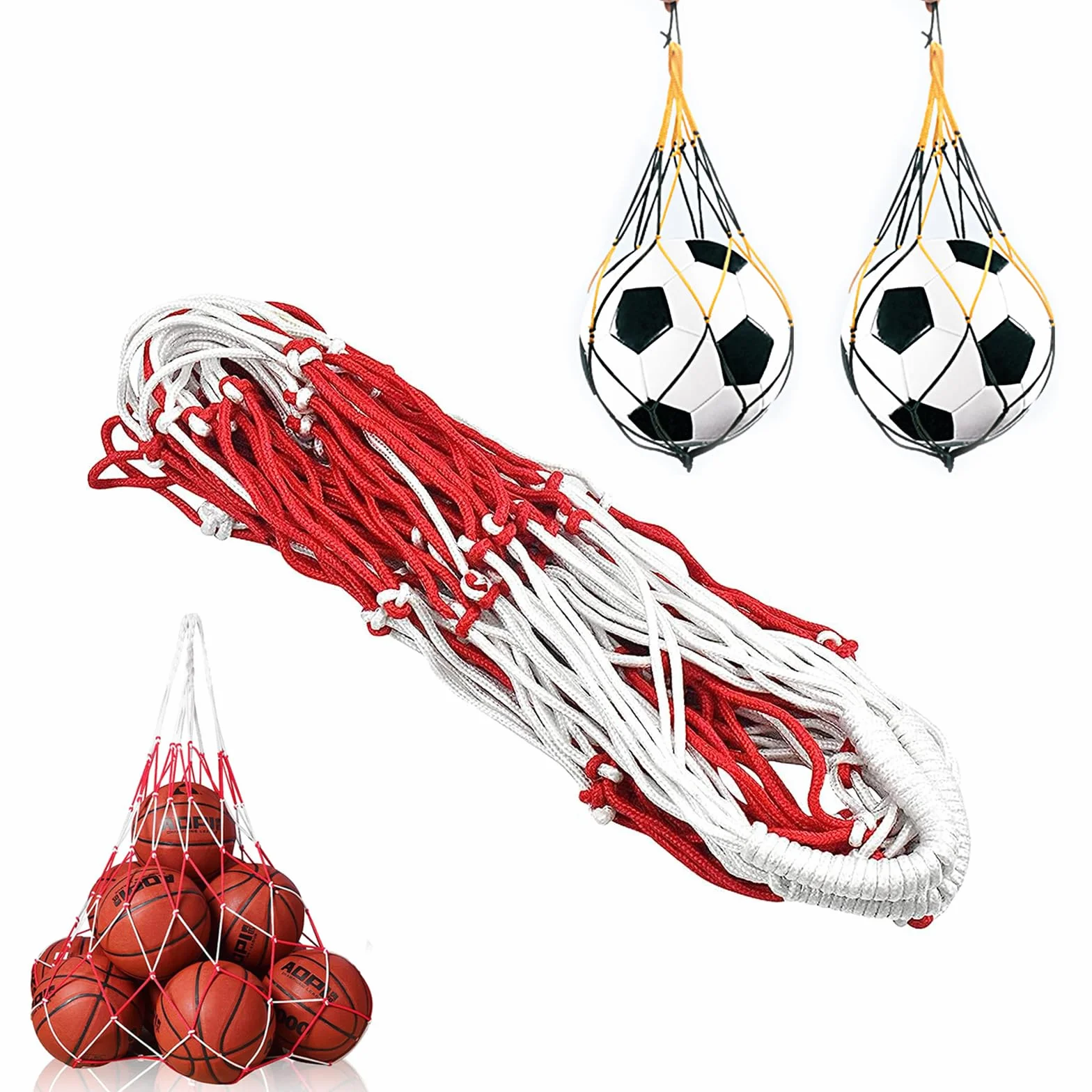 Bolso de Baloncesto 3PCS Bolsas Redes Almacenamiento con Cordón Malla Múltiples Bolas