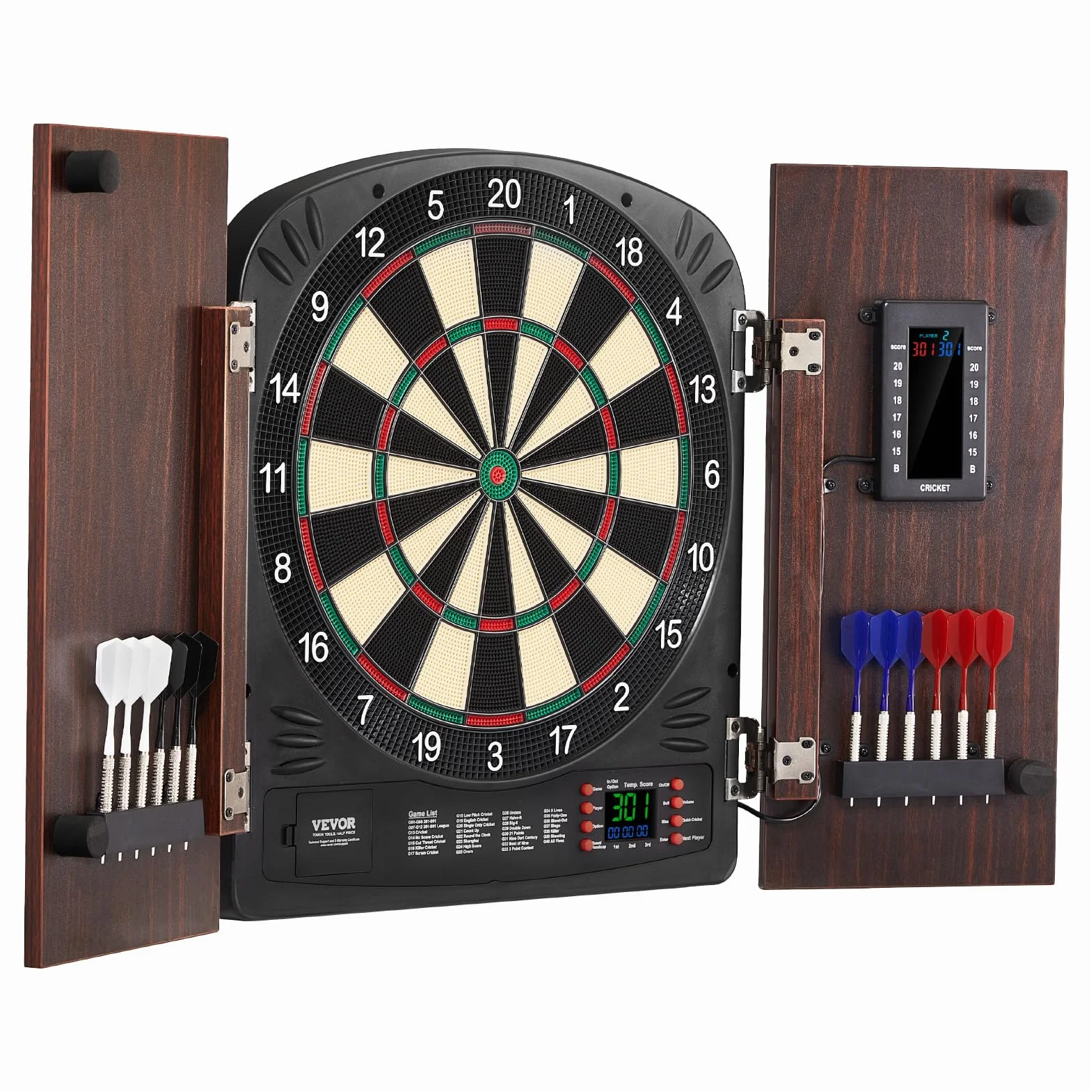 VEVOR Juego de Tablero de Dardos y Gabinete Electrónico, Φ 34,3 cm