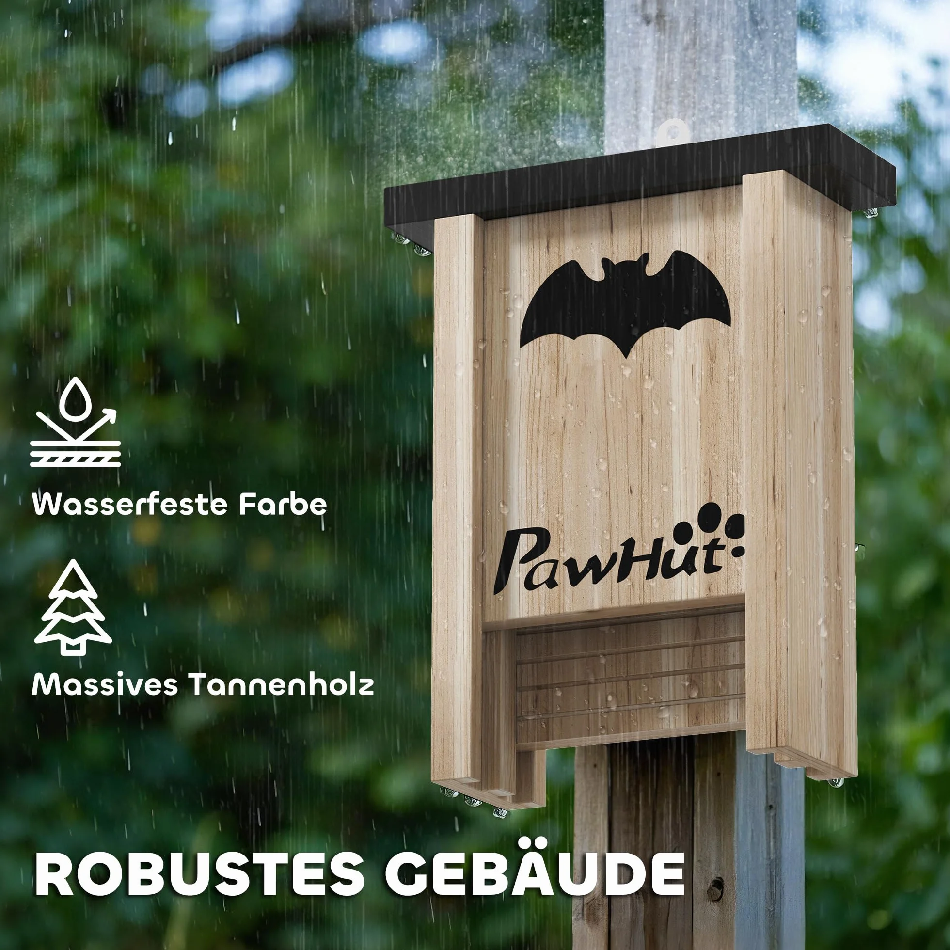 Juego de 3 cajas para murciélagos PawHut, casa para murciélagos, caja nido para murciélagos, caja para murciélagos para colgar en jardines, huertos, granjas, madera de abeto, 18 x 6 x 22,5 cm,