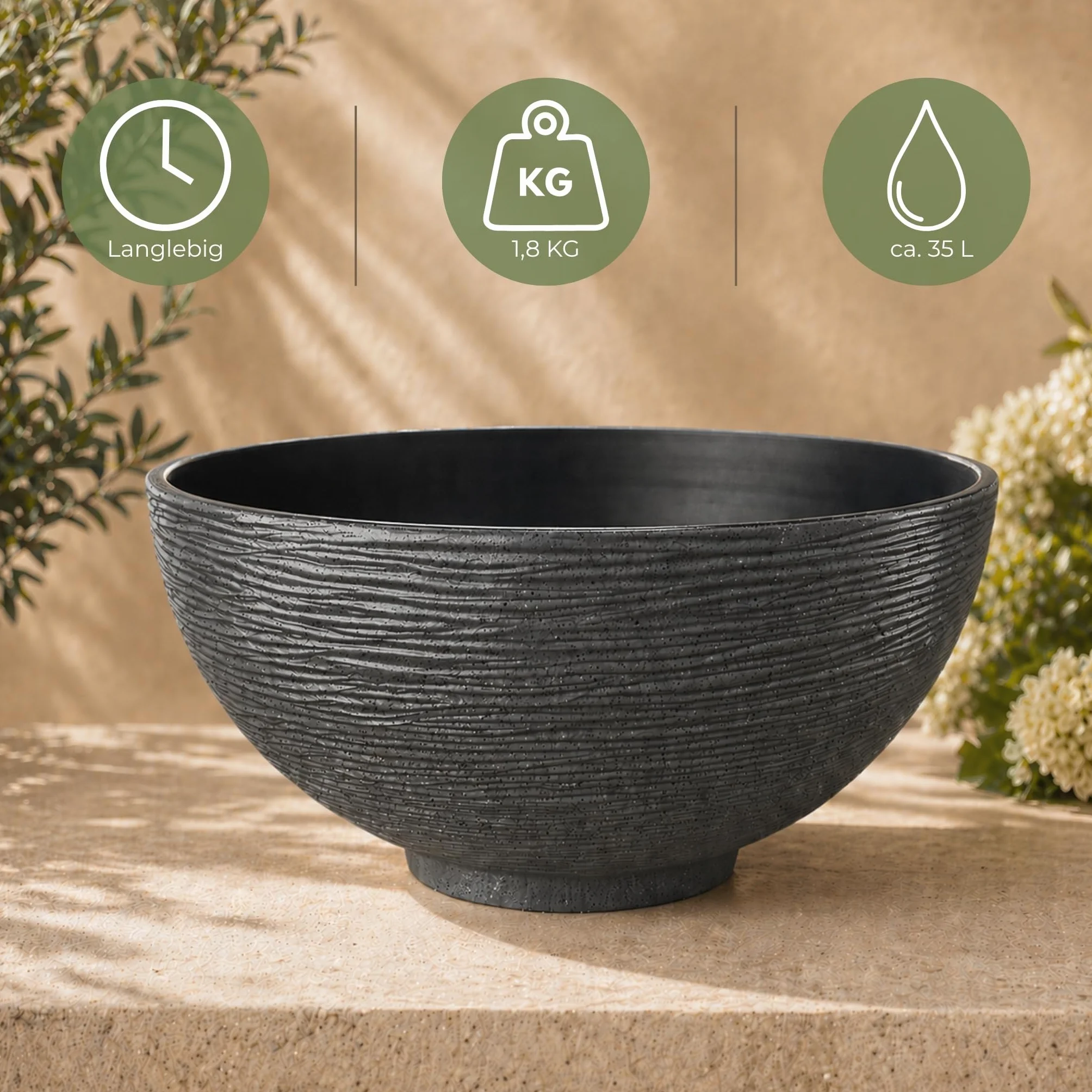 Fuente solar para exteriores antracita 45 cm jardin HOME & HOBBY