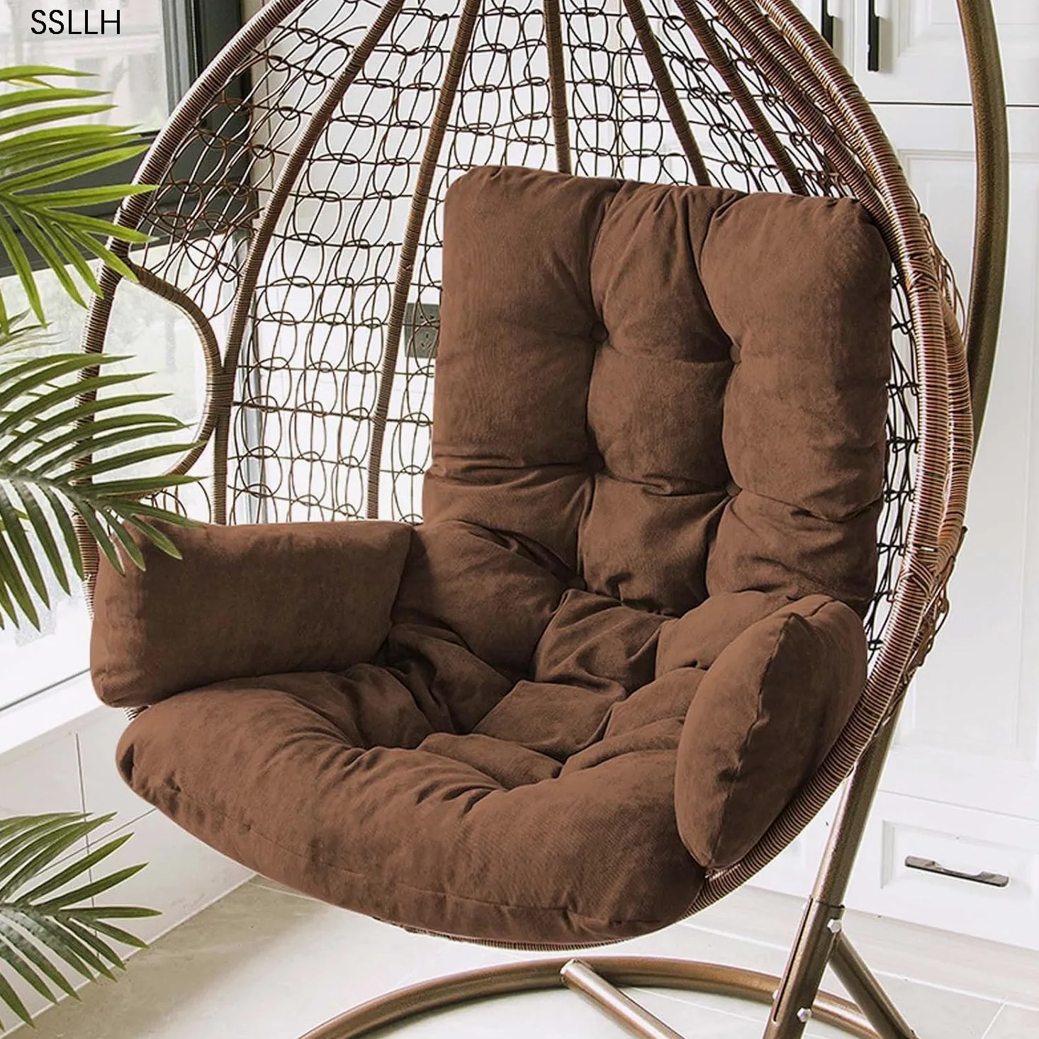Cojín para Sillón Colgante Columpio Asiento Lavable (Marrón)