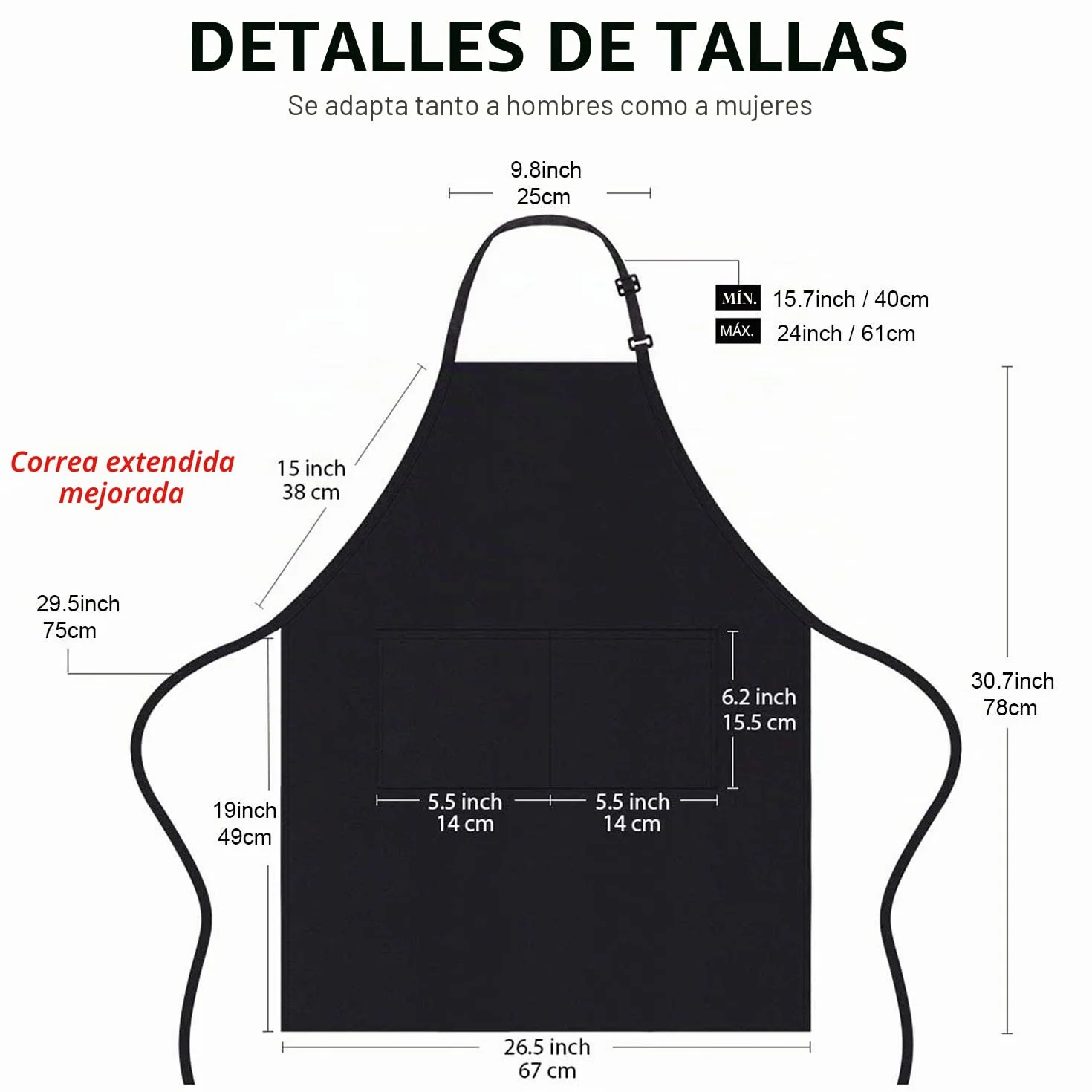 atopo 4 Piezas Chef Delantal, Negro Delantal Impermeable con 2 Bolsillos, Delantal de Cocina Ajustables para Barbacoa Cocinar Hornear Jardinería Restaurante