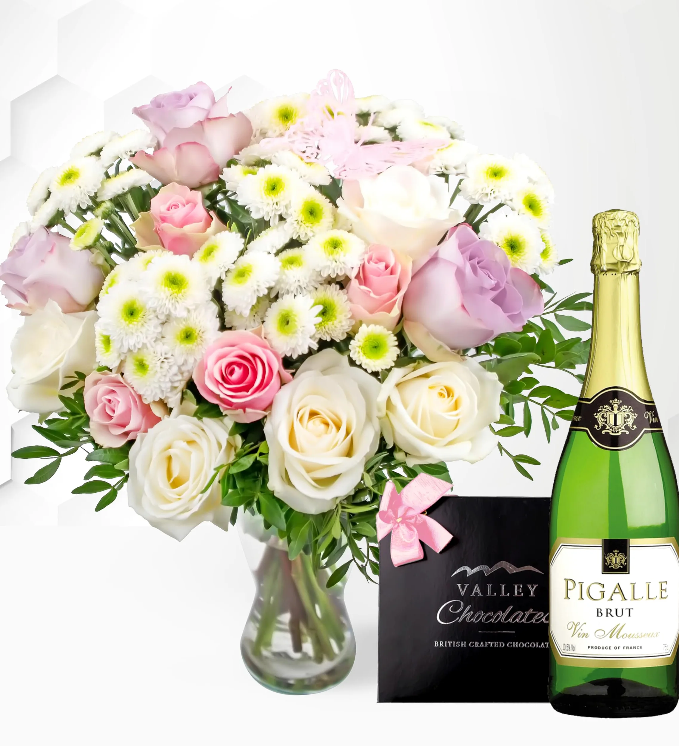 Set de Regalo Sorpresa Rose Medley - Ramo de Flores – Regalo Flores Frescas para Cumpleaños o Día de la Madre – Arreglo de Lujo con Entrega al Día Siguiente – Sorpresa Elegante para Ella