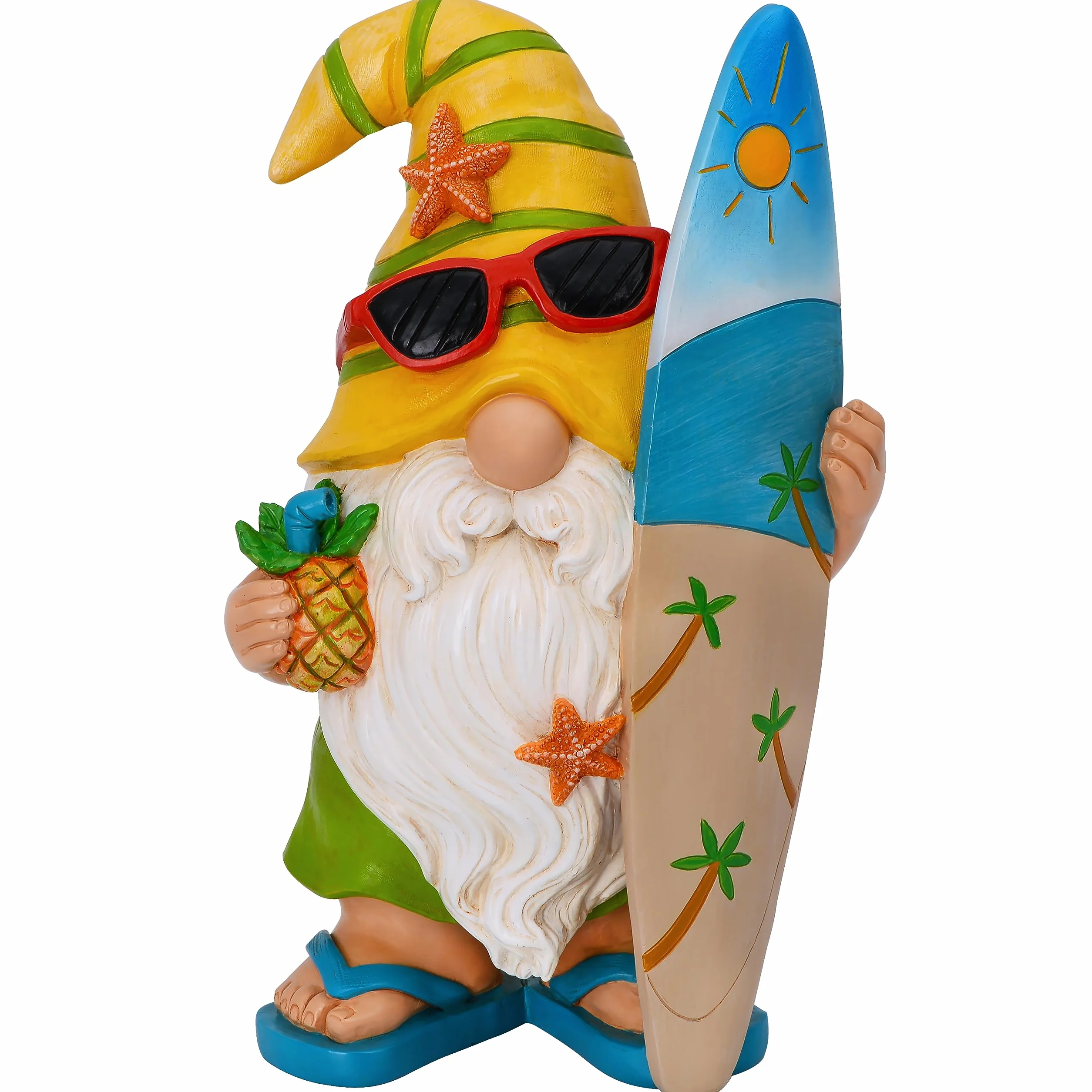 Mood Lab Gnomo de jardín – Figura de gnomo Surfista – 9.1 Pulgadas de Alto, Divertida Estatua de césped – para decoración al Aire Libre o casa