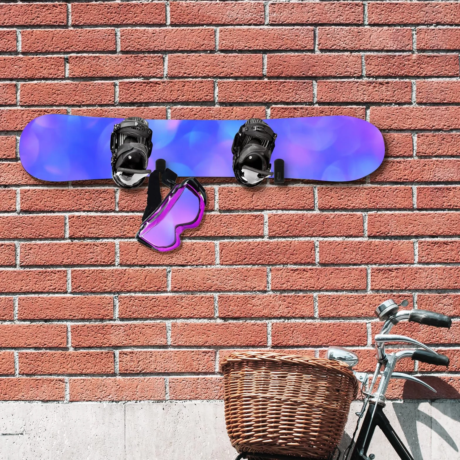 PEUTIER Soporte de Pared para Snowboard Horizontal, Estante de Exhibición de Acero Fuerte, Montaje de Pared para Snowboard, Tabla de Esquí, Longboard (Negro)