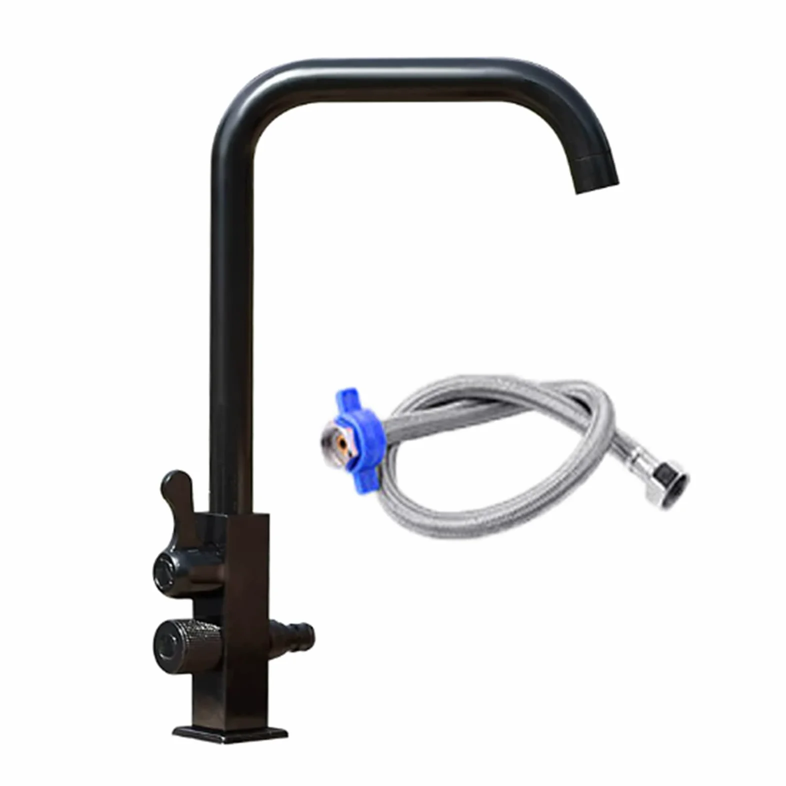 Grifo Lavadora Doble Salida Negro Rotación De 360 ° Grifo Exterior Antihielo Solo Agua Fría Un Solo Orificio Doble Manija