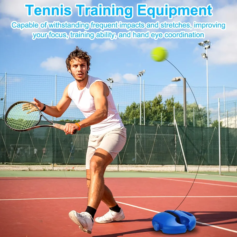FARYODI Juego de entrenamiento de tenis con base y 2 pelotas para niños y adultos al aire libre