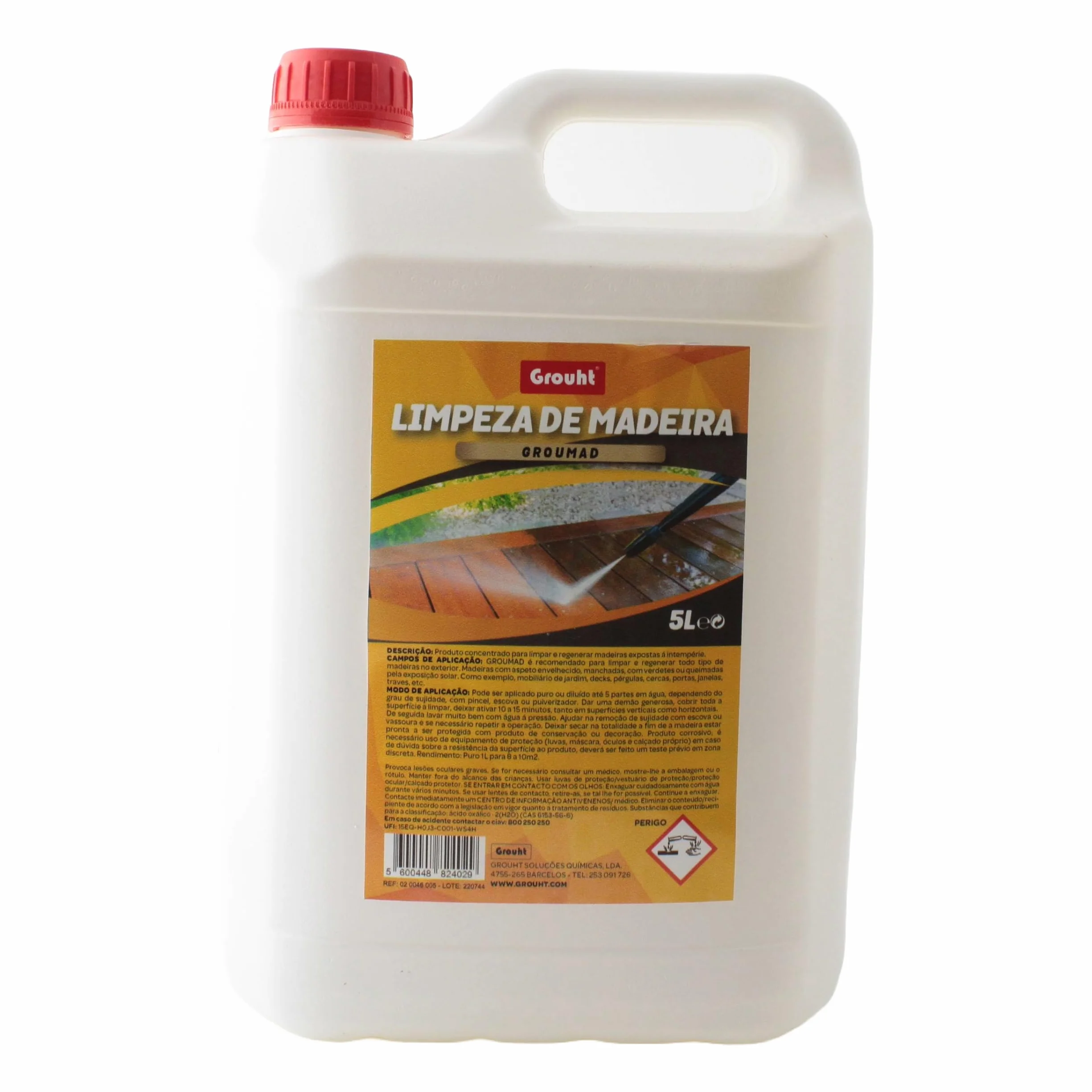 Limpiador Professional de Madera Exterior 5L para Jardín, Decks, Vallas y Puertas Envejecidas con Rendimiento hasta 50 m² contra Musgo, Manchas y Humedad