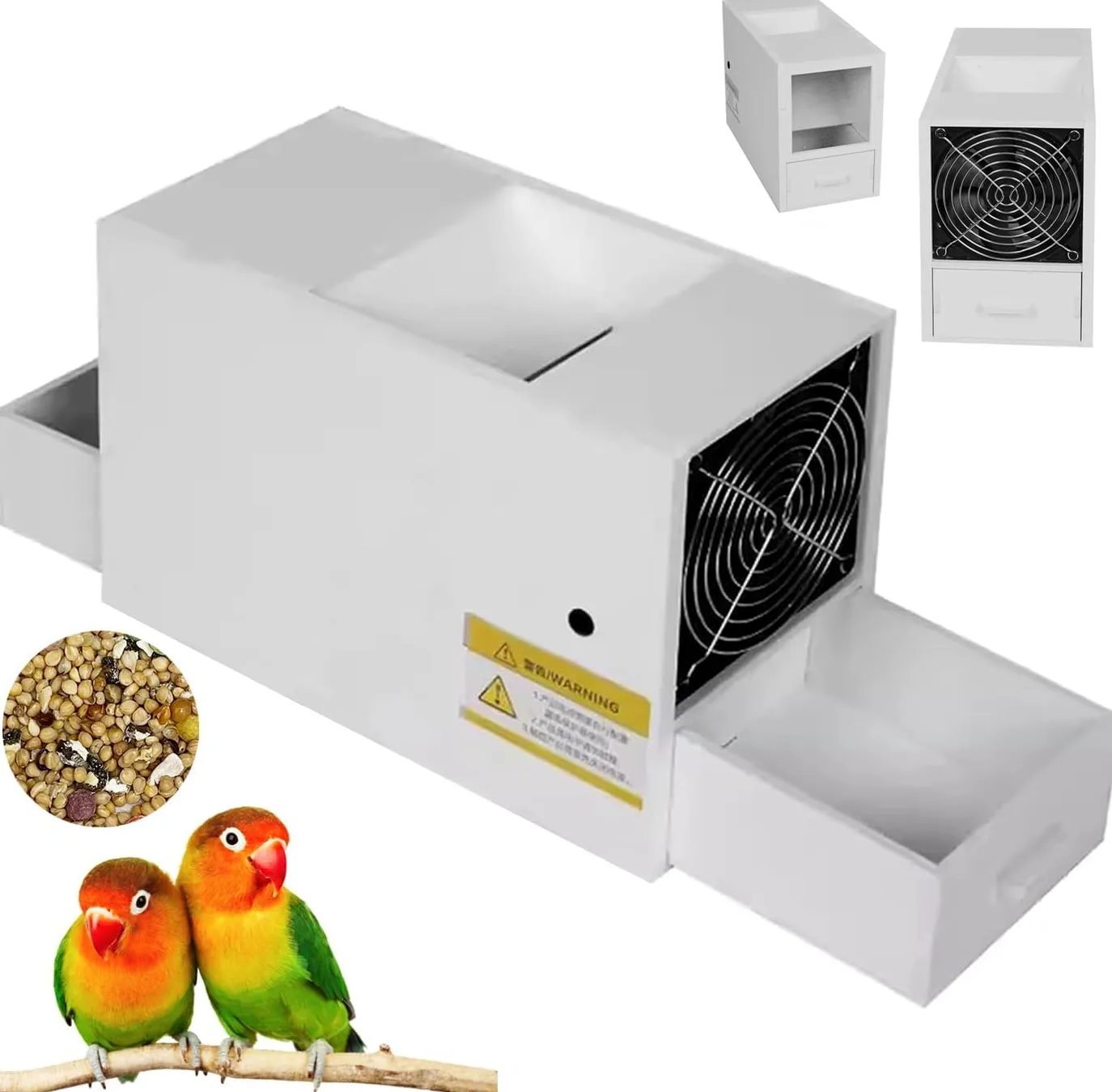 Vino eléctrico de grano de pájaro con velocidad ajustable y 2 cajones, ideal para mijo, granos mixtos y semillas de melón