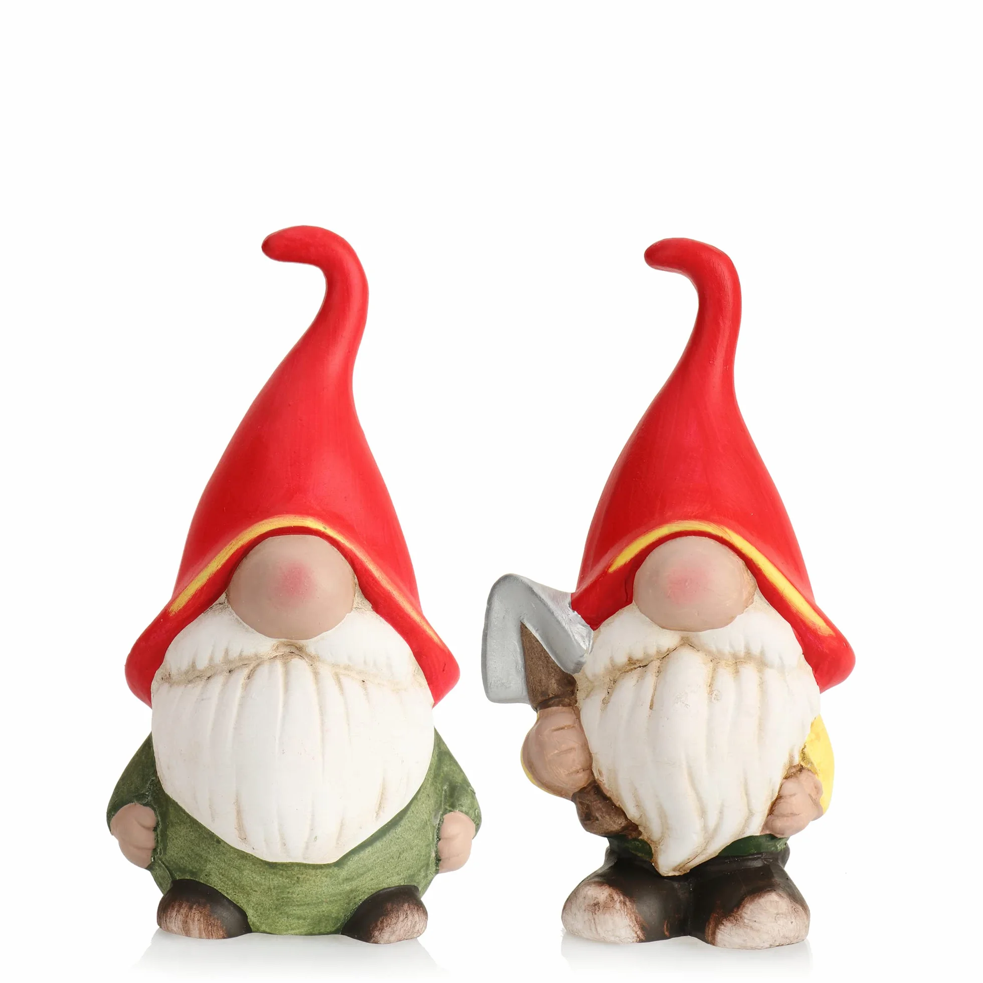 com-four® 2 Gnomos de Cerámica Decorativos para Interior y Exterior - para el Jardín [la selección varía] (2 Piezas - 20cm)
