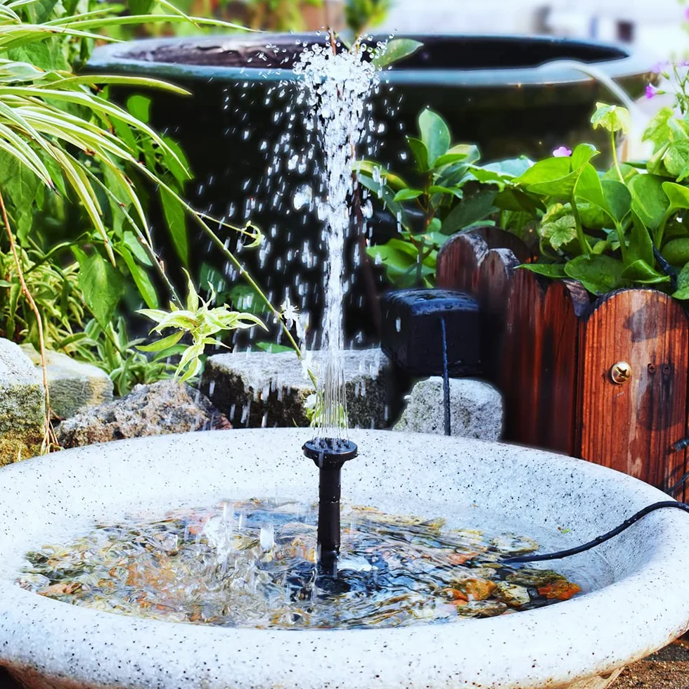 Fuente Solar Jardin Exterior, Bomba de Agua Solar 2.5W, Bomba Solar Estanque, Bomba Solar para Fuente De Agua, Bomba Agua Solar con Panel Solar Terraza Jardín Cascada Baño De Pájaros