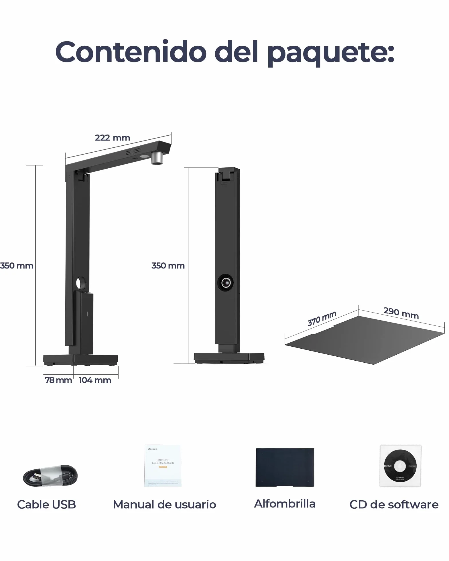 CZUR Lens 1200 Pro Escáner de Documentos Portátil Vertical A4, 12 MP, OCR Rápido 1 s/Página