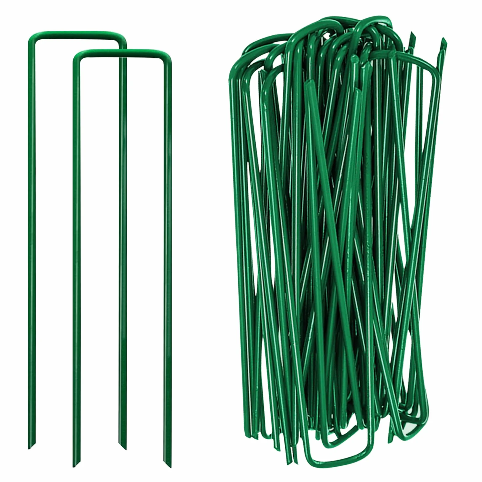 50 Piezas Clavijas de Jardín, Galvanizado en Forma de U Grapas Jardin Anclas de Suelo Camping, Piquetas de Acero para Control de Malas Hierbas Membrana Cesped Artificial