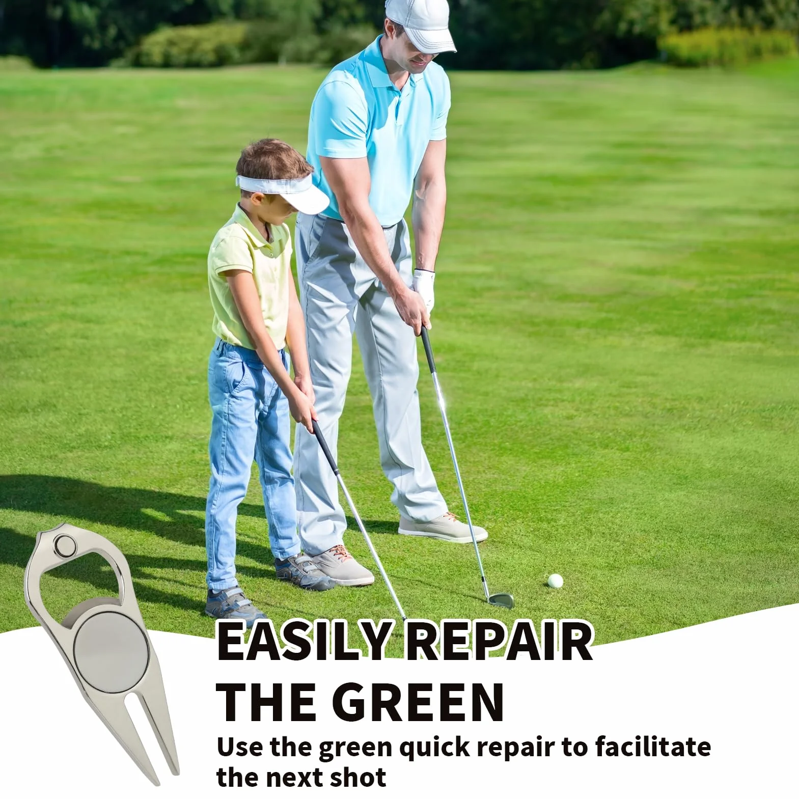 Herramienta de Divot de Golf Doble Punta, Tenedor Ergonómico Compacto para Reparación del Green