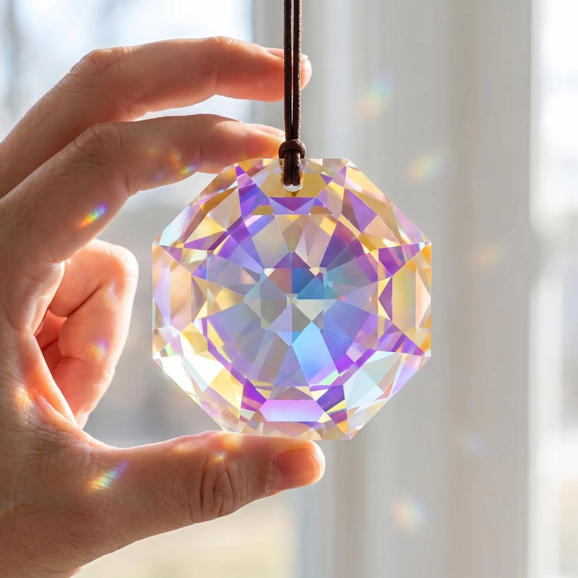 76mm Prismas para Ventana, Suncatcher Cristal, Cristal Colgante, Atrapasueños de Cristal Facetado, Atrapasueños Cristals Grande, Atrapasoles Colgantes de Cristals, para Jardines, Ventanas