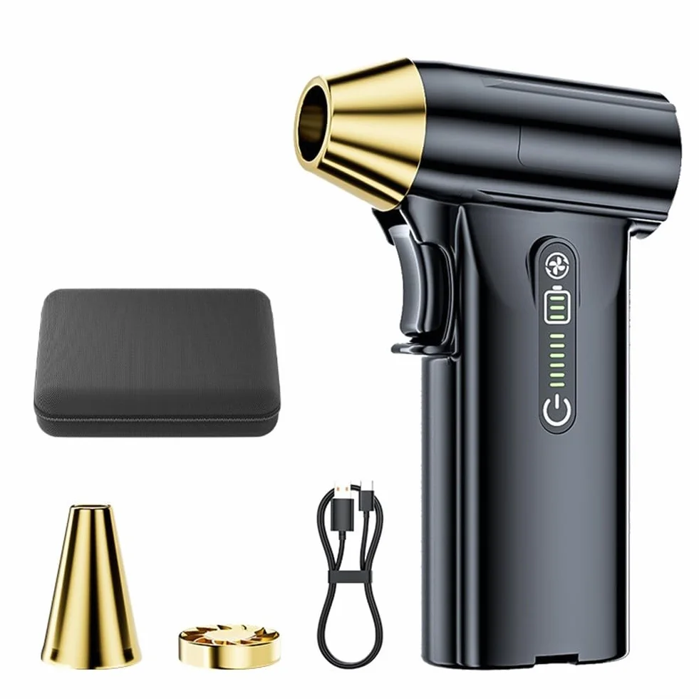 HpLive Turbo Jet Fan 130.000 rpm turbo ventilador con motor sin escobillas, recargable por USB, para quitar la nieve, teclado y eliminar el polvo (negro)