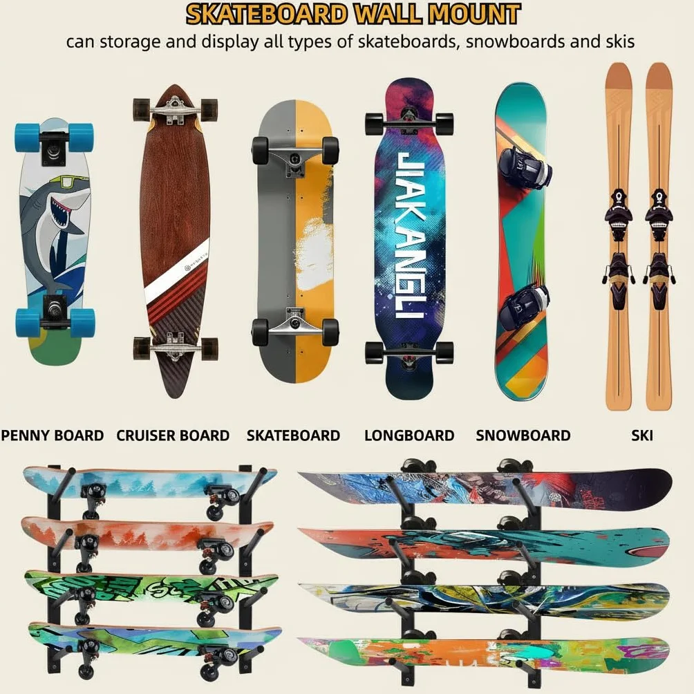 Soporte de Pared para Monopatín, Snowboard y Longboard - Bijun
