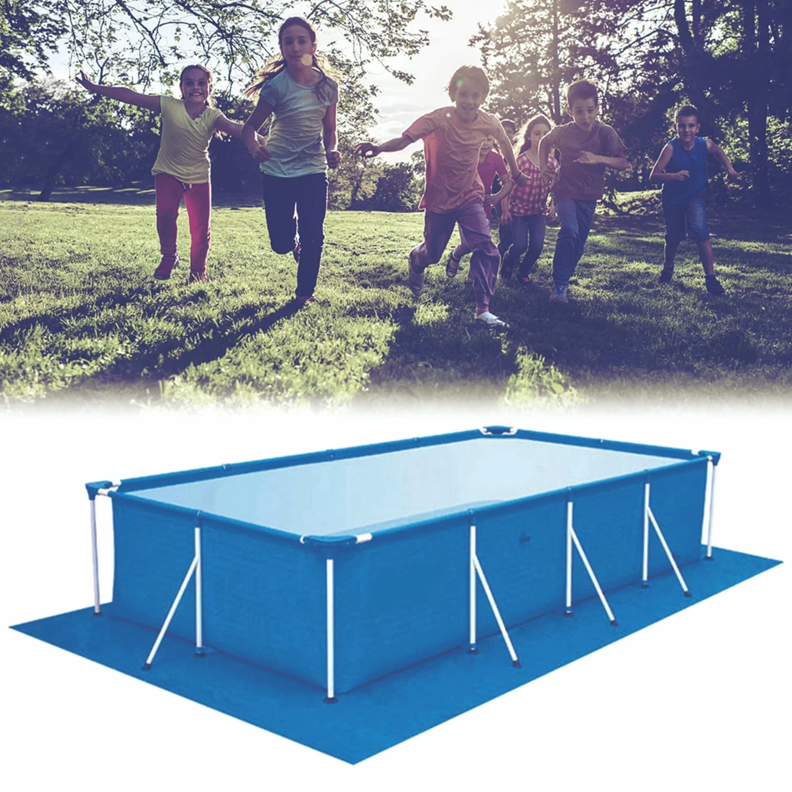 Almohadilla para Piscina Rectangular De Suelo, Manta para Suelo De Piscina Rectangular, Duradera, Resistente Al Agua, Protector De Suelo, Es Adecuado para Piscinas, Hinchables Y Piscinas para Niños