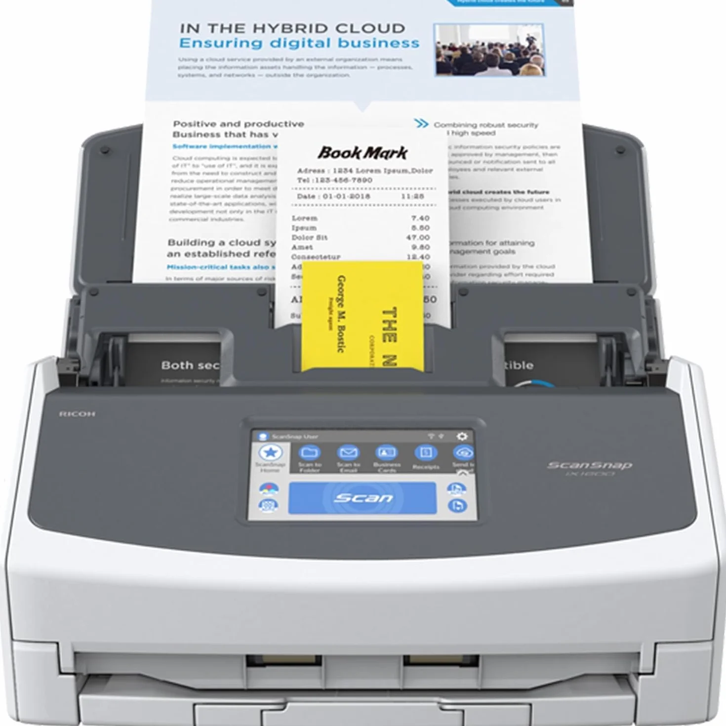 ScanSnap iX1600 Blanco Escáner de Documentos ADF Doble Cara WiFi Pantalla táctil USB 3.2