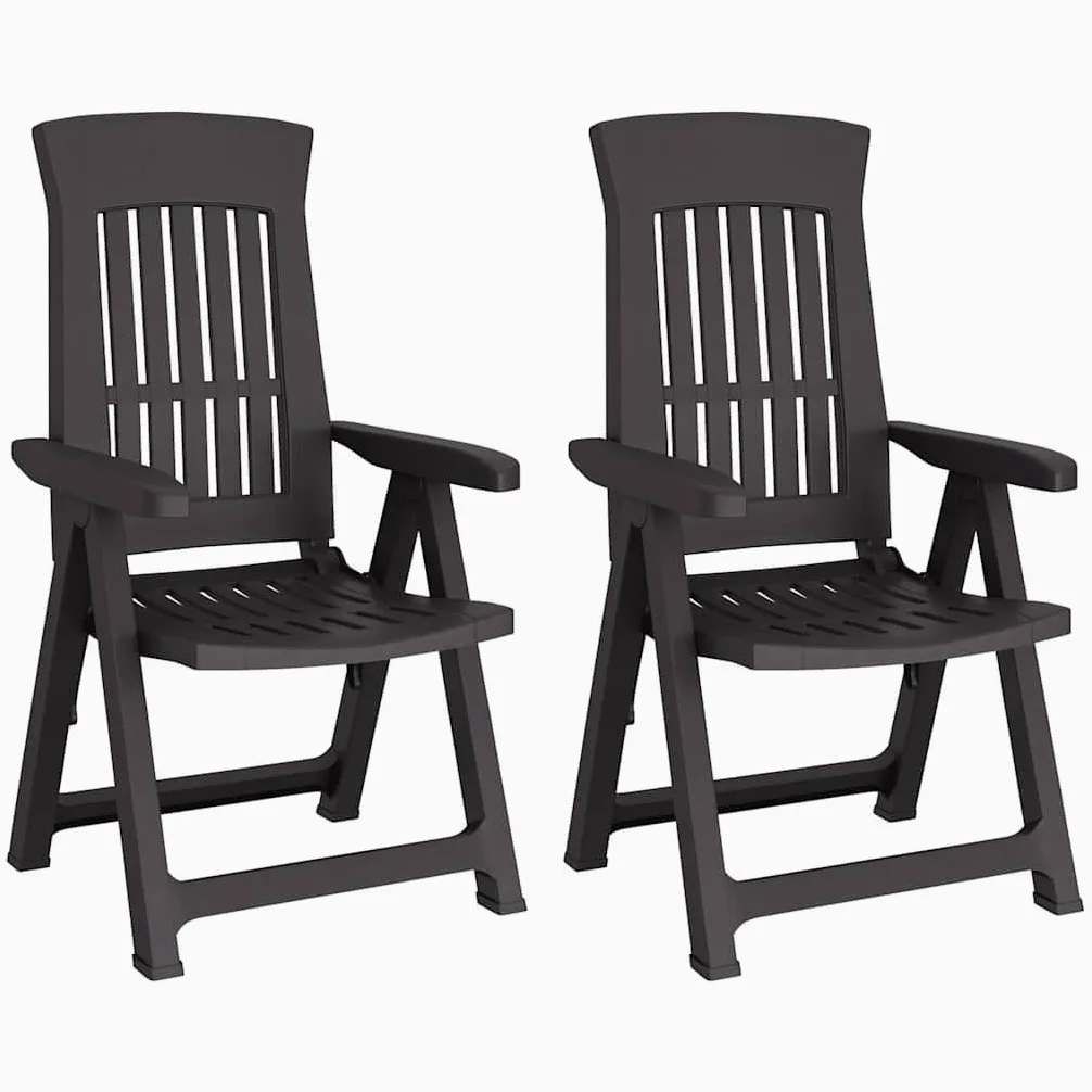 vidaXL Sillas reclinables de jardín 2 Unidades PP Gris Antracita, Silla de jardín, Silla de Exterior, Silla de balcón, Asiento de jardín