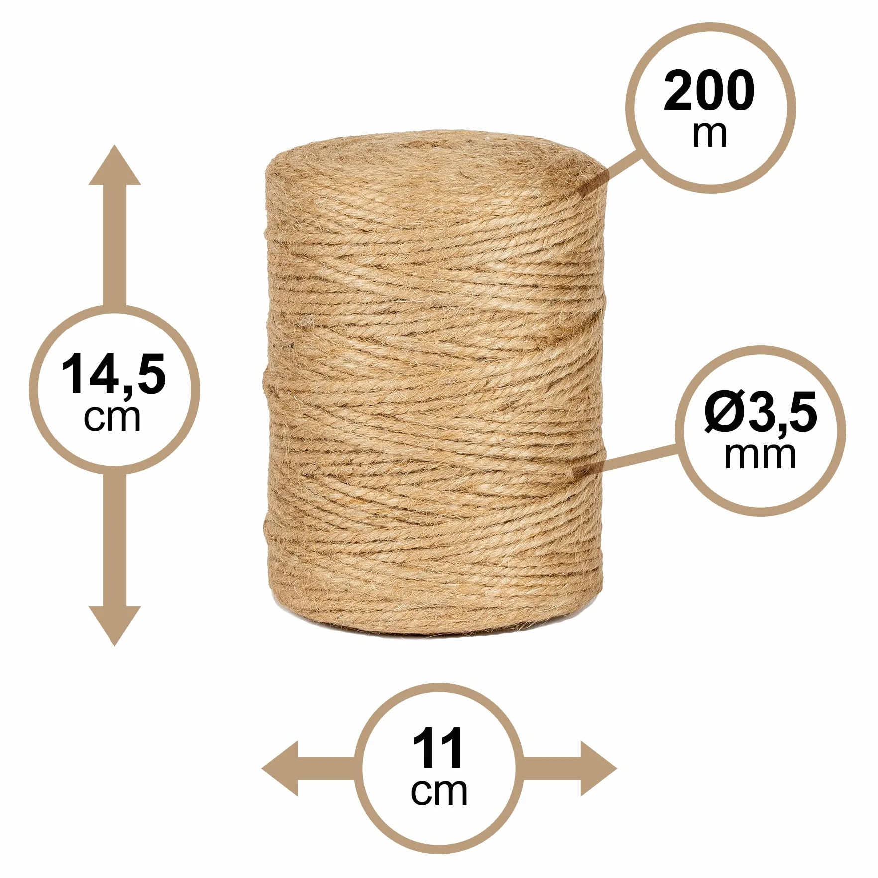 La cordeline CJN37 Rollo de Cuerda de Yute 3.5mm, 200m