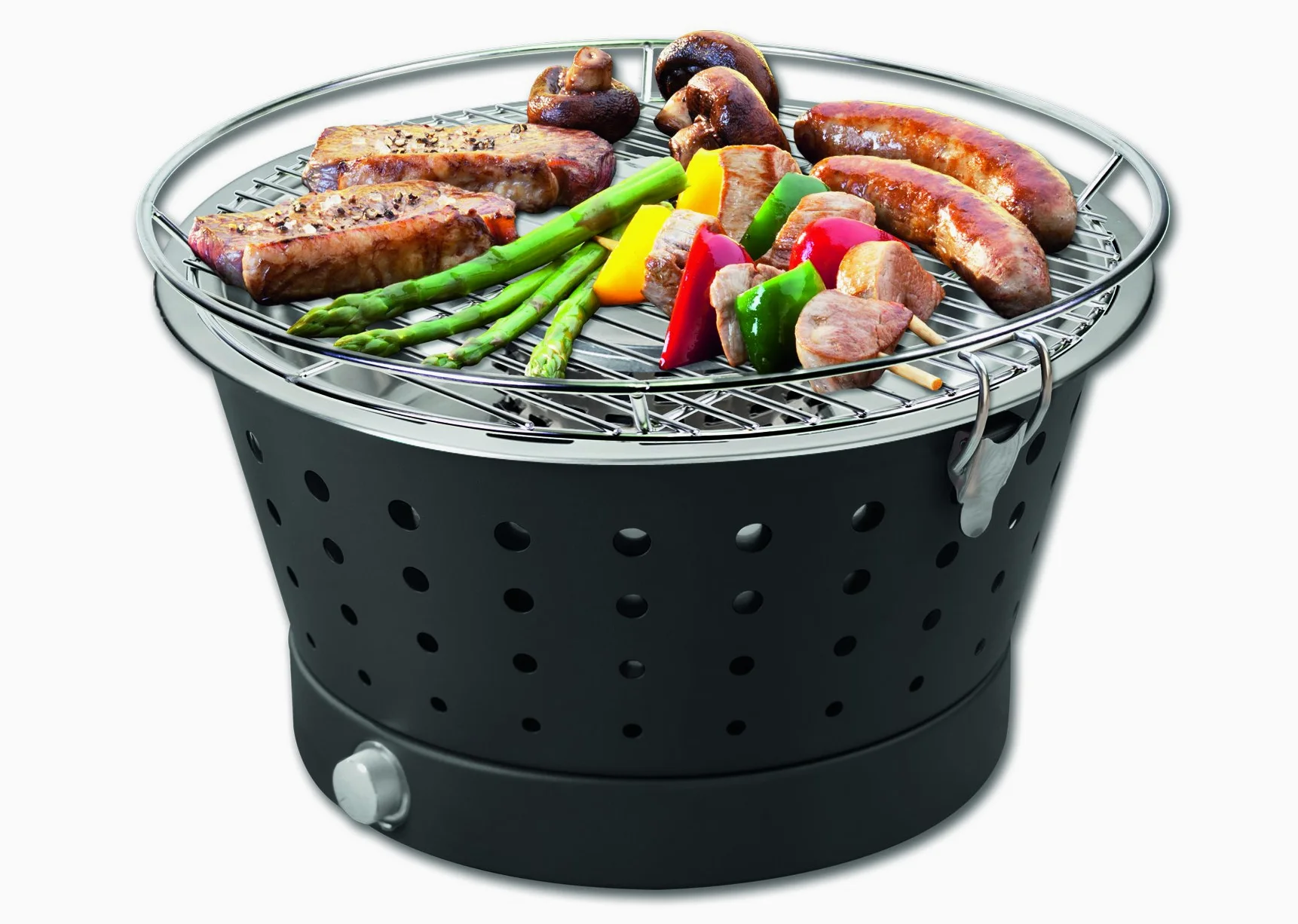 Starke Fun-BBQ - Barbacoa de carbón vegetal sin humo, mesa o terraza, 35 cm, color antracita