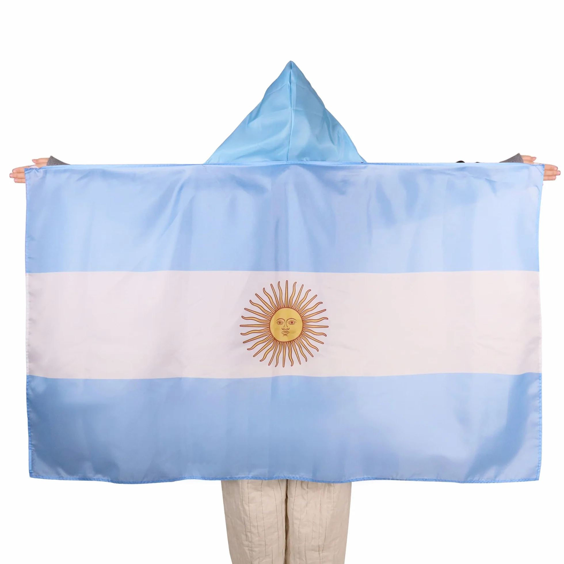 AZ FLAG Bandera de Argentina 150 x 90 cm, Capa Bandera Argentina 100% poliéster con mangas integradas, Body Flag argentino