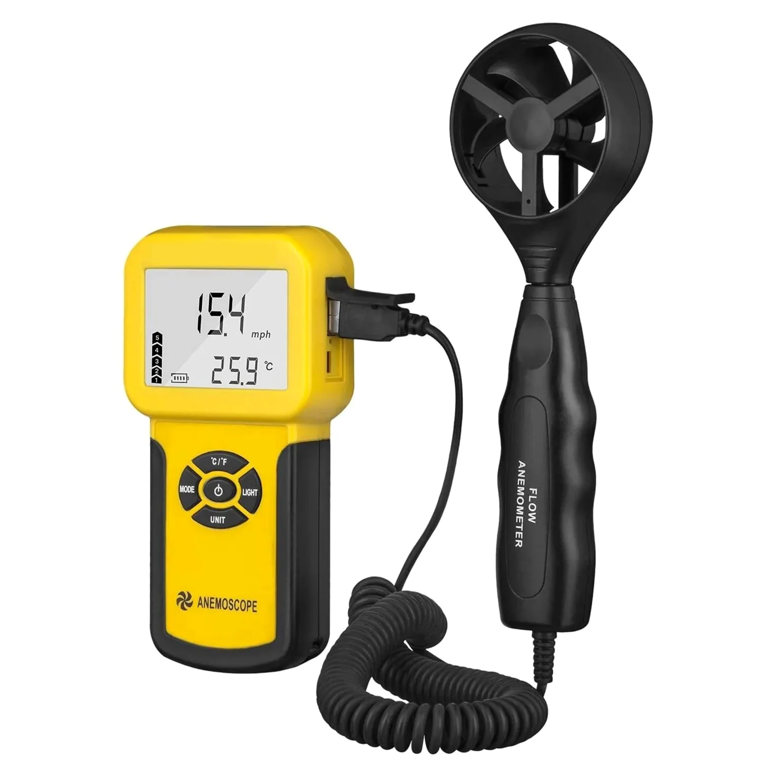 Anemómetro digital, 0.3~30m/s Sensor de velocidad del viento Anemómetro digital Instrumento medición volumen aire Probador mano