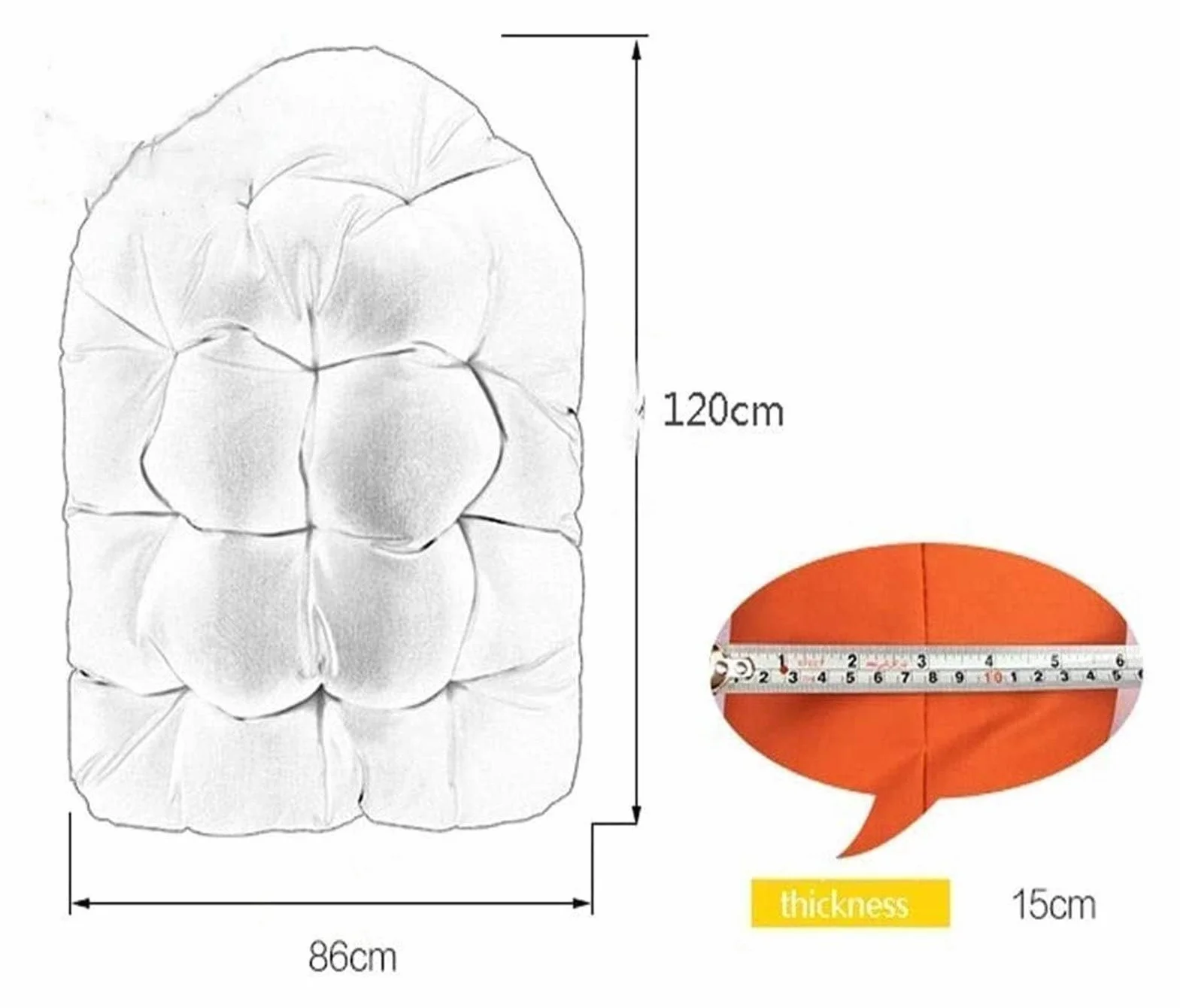 Cojín de silla colgante de ratán para jardín y patio, cojín en forma de huevo para silla de hamaca, para decoración de muebles de interior/exterior - Cojines para sillas colgantes (Solo se venden los