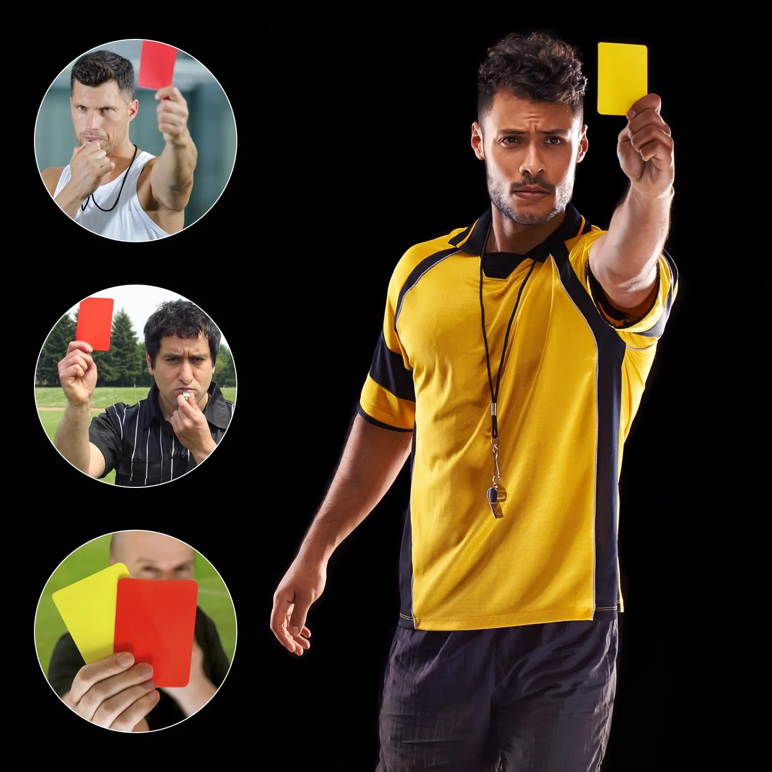 Tarjetas de árbitro de fútbol Bewudy 16 unidades amarillas y rojas de PVC