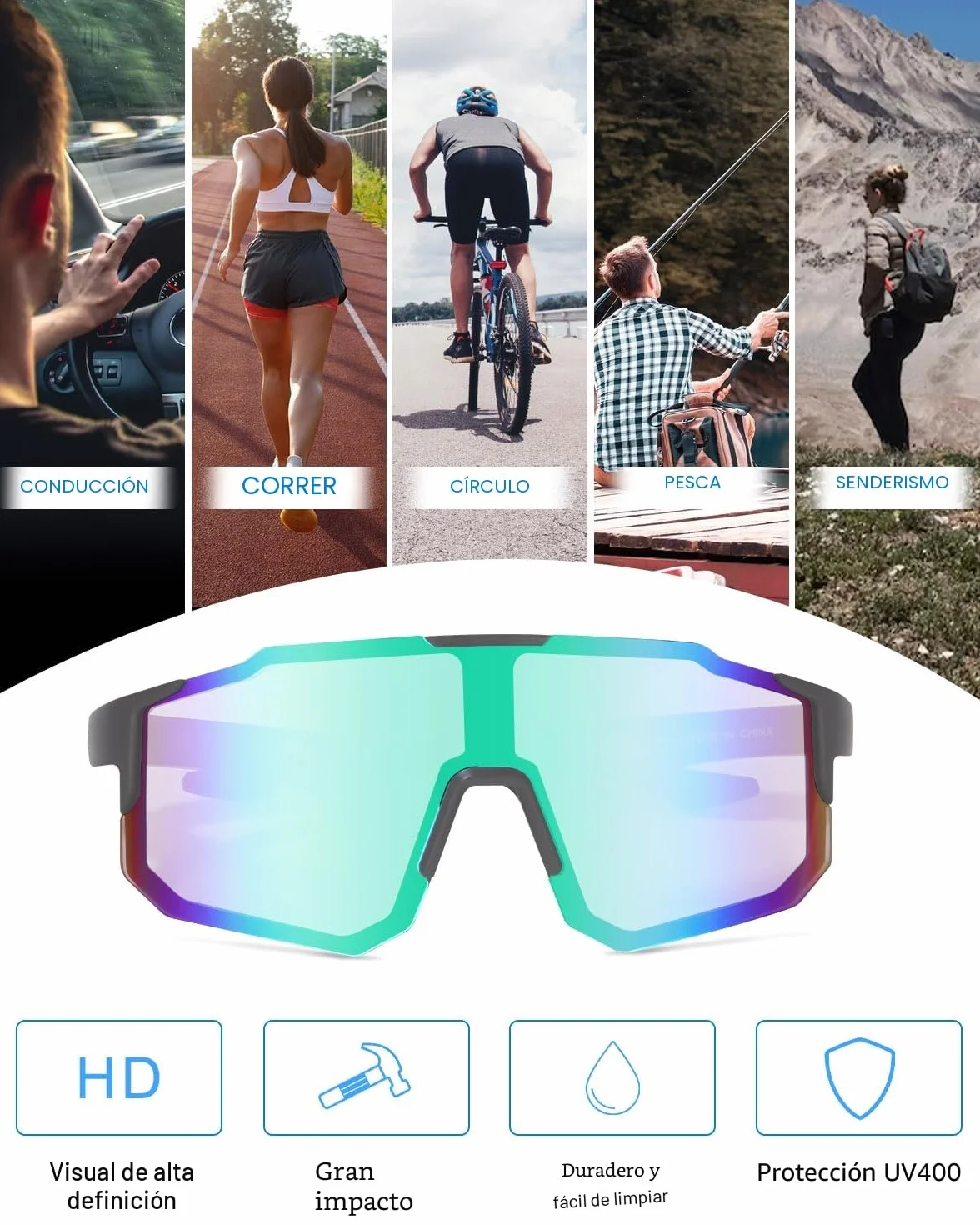 Gafas polarizadas para bicicleta UV400 protección ciclismo motociclismo correr esquí
