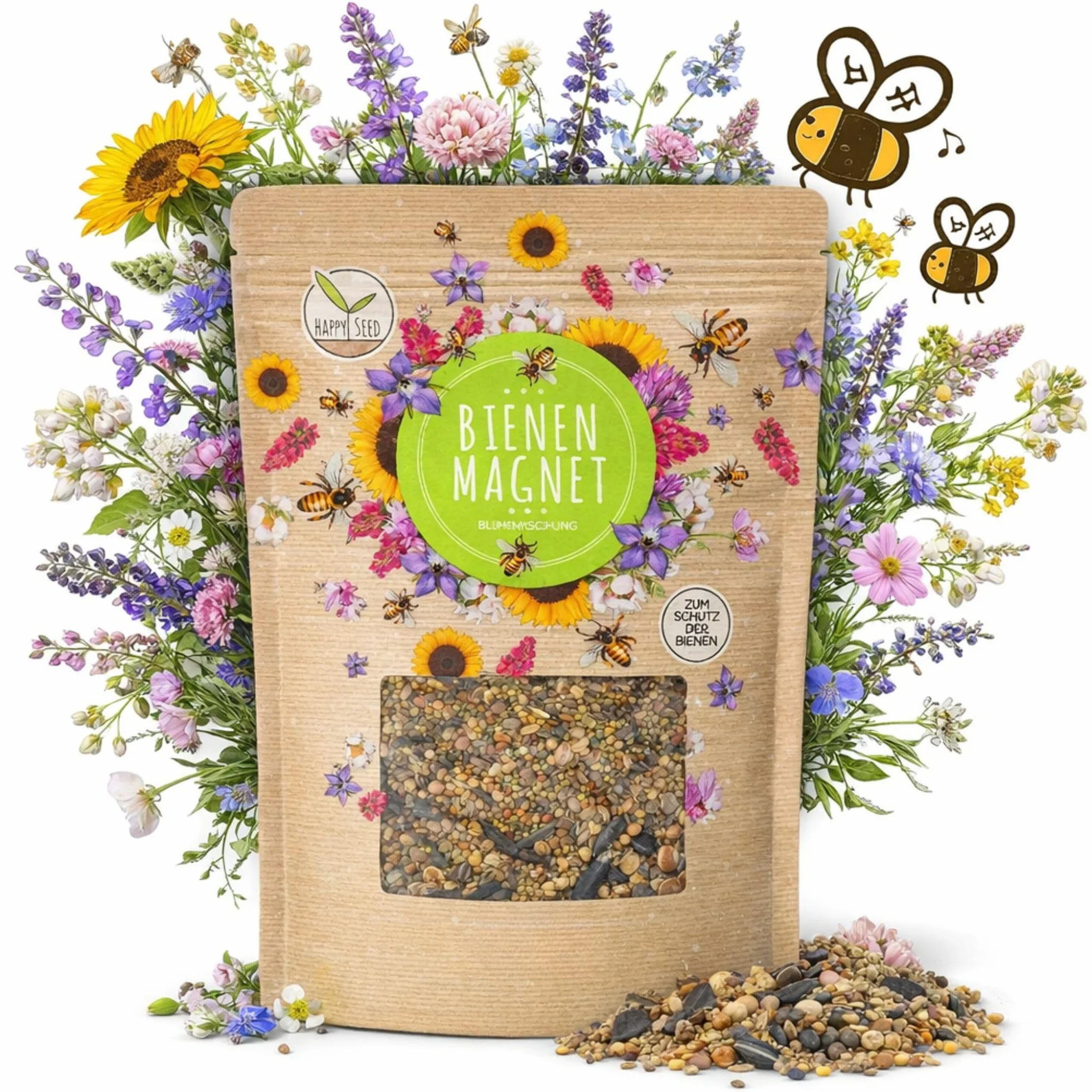 100 g de semillas de pradera floral para un colorido pastizal de abejas - Mezcla de semillas de flores silvestres coloridas y ricas en néctar para abejas y mariposas (incluye GRATIS eBook)