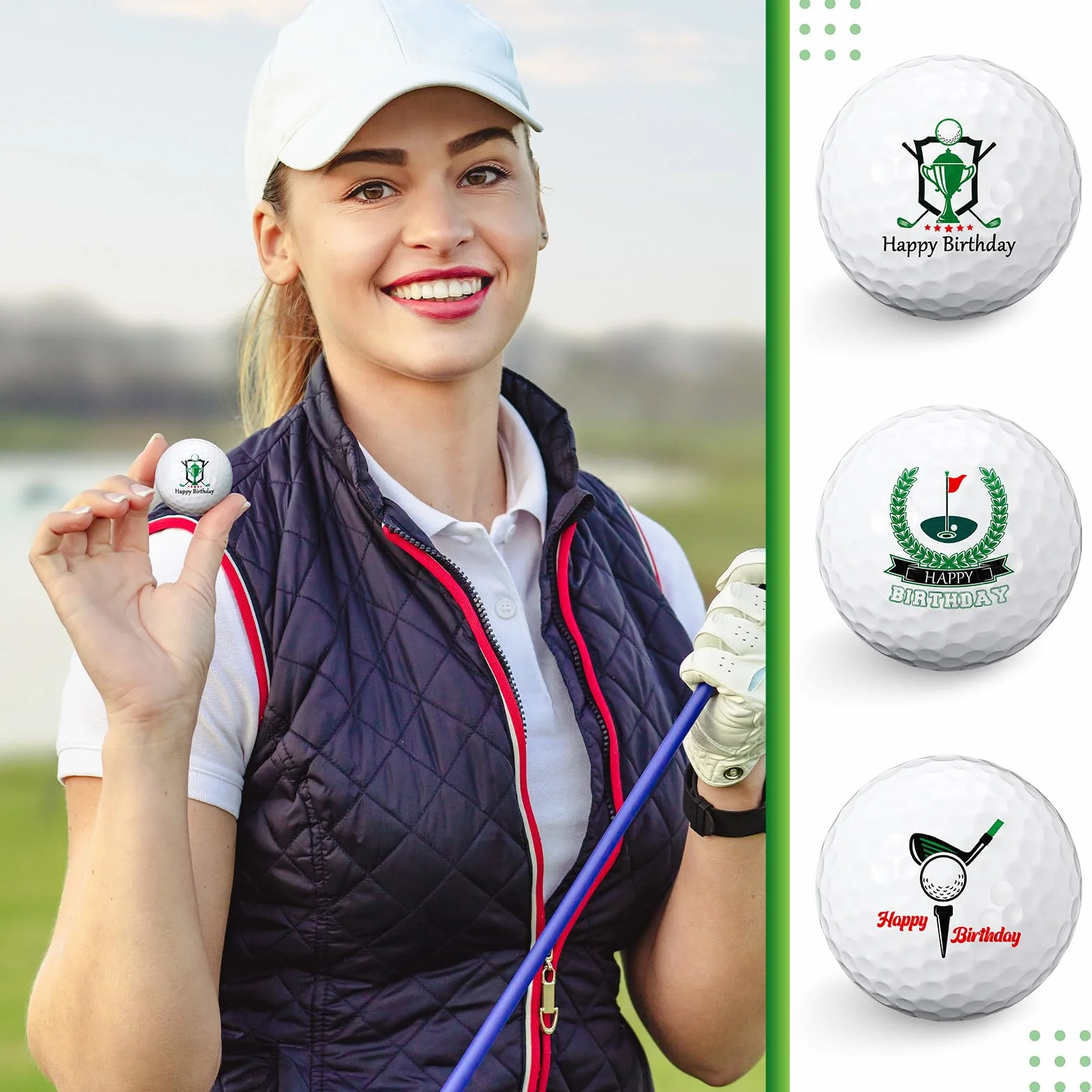 Threan 3 Piezas Juego de Regalo Pelota de Golf para Hombres Papás Tamaño Estándar