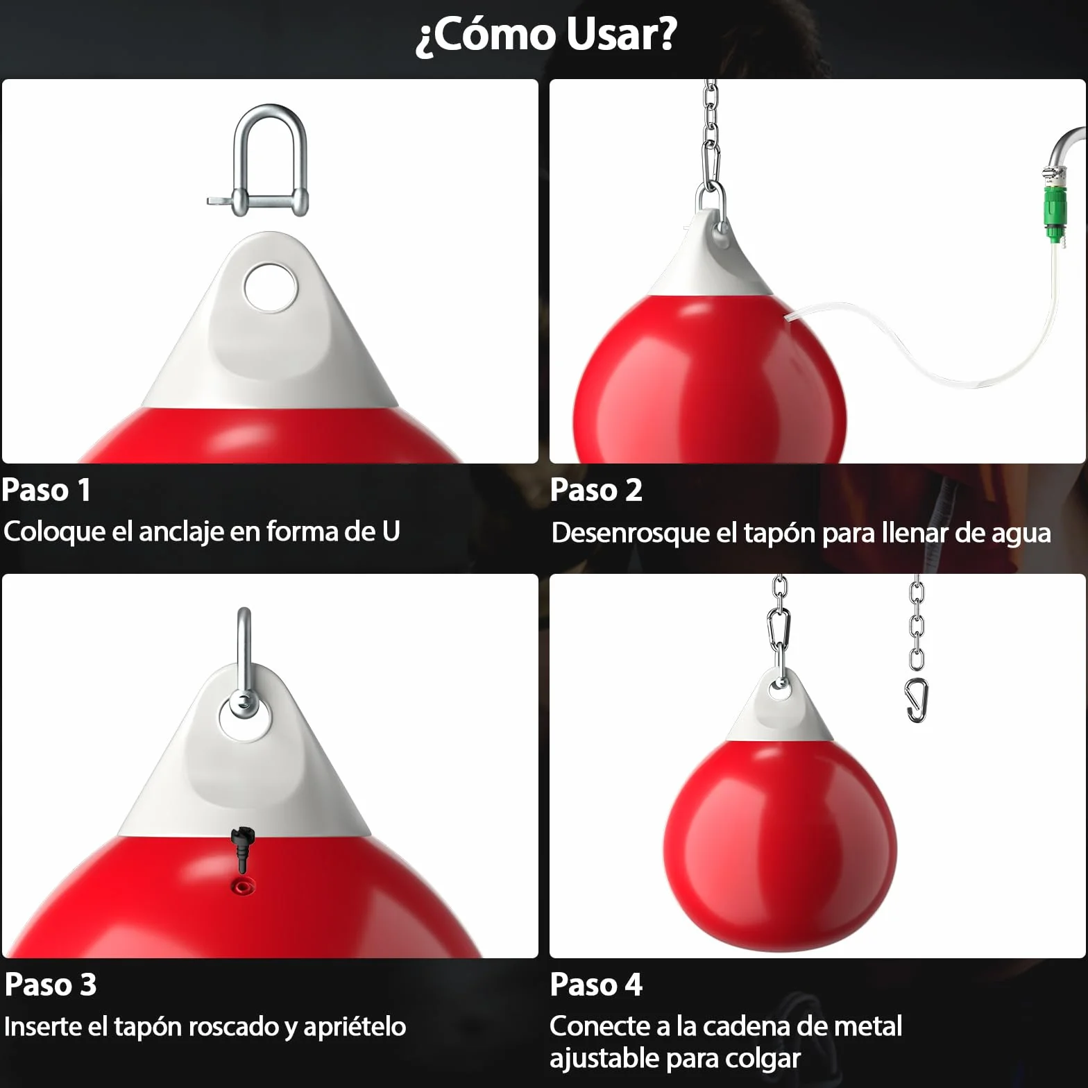 COSTWAY Bolsa de Boxeo con Agua 55 cm 85 kg Cadena de Metal Ajustable