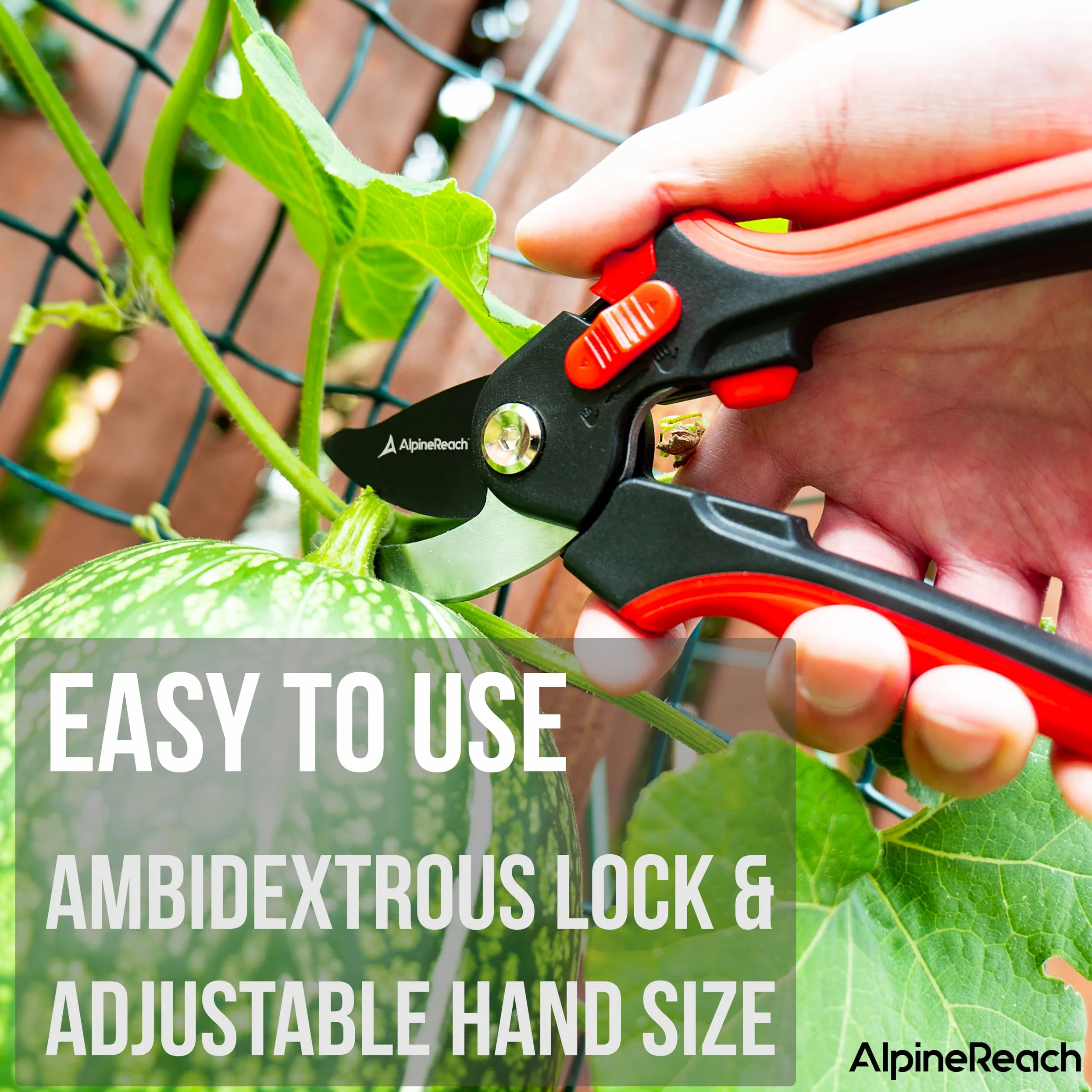 AlpineReach Juego de Tijeras de Podar con Bypass y Yunque para Jardinería, Mango Blando Ergonómico Ajustable para Manos Pequeñas y Grandes, Hoja Afilada de Acero con Alto Contenido de Carbono