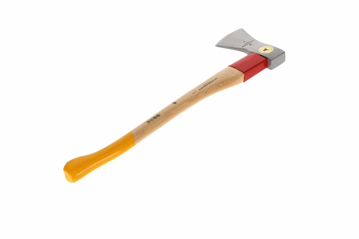 OCHSENKOPF Hacha forestal universal Gold ROTBAND-PLUS, Empuñadura de madera de pacana, Hoja pulida de 120 mm, Longitud 700 mm, OX 620 H-1257 | Forma renana con soporte Rotband-Plus, mango duradero de madera de nogal