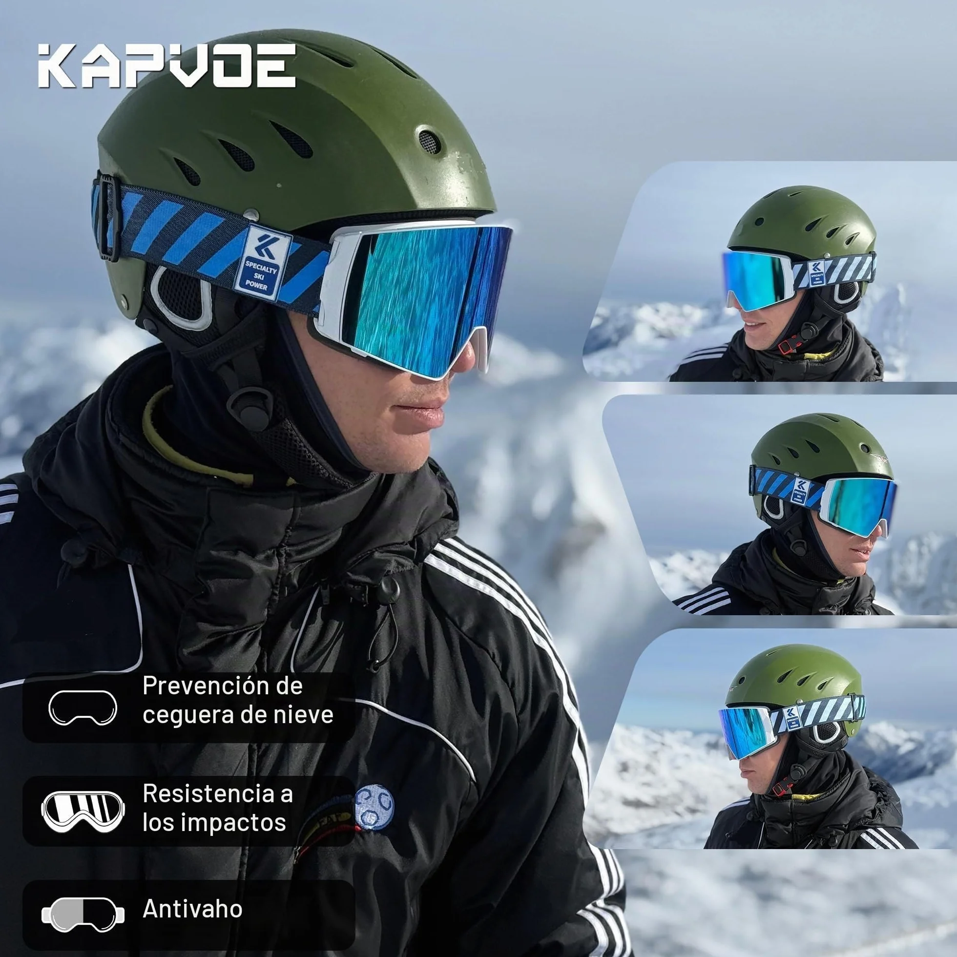 KAPVOE Gafas de Esquí Fotocromáticas Magnetizadas UV400 Antiniebla OTG K721