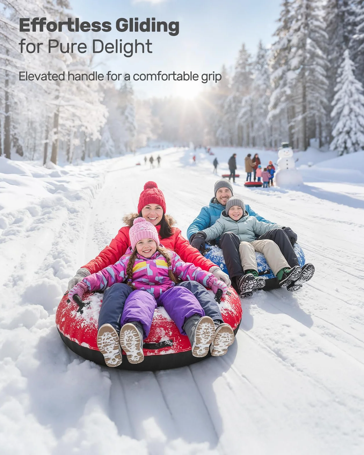 Tubo de Nieve Inflable 48 Pulgadas para Niños y Adultos, Resistente con Cubierta de Lona