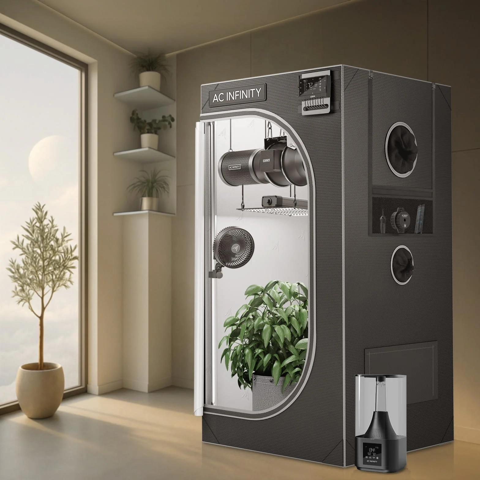 AC Infinity CLOUDLAB 422, 60x60x120cm Advance Tienda de campaña de Cultivo más Gruesa de 2,5cm con Lienzo de Mylar de Diamante 2000D de Mayor Densidad, Soporte de Controlador para Cultivo hidropónico