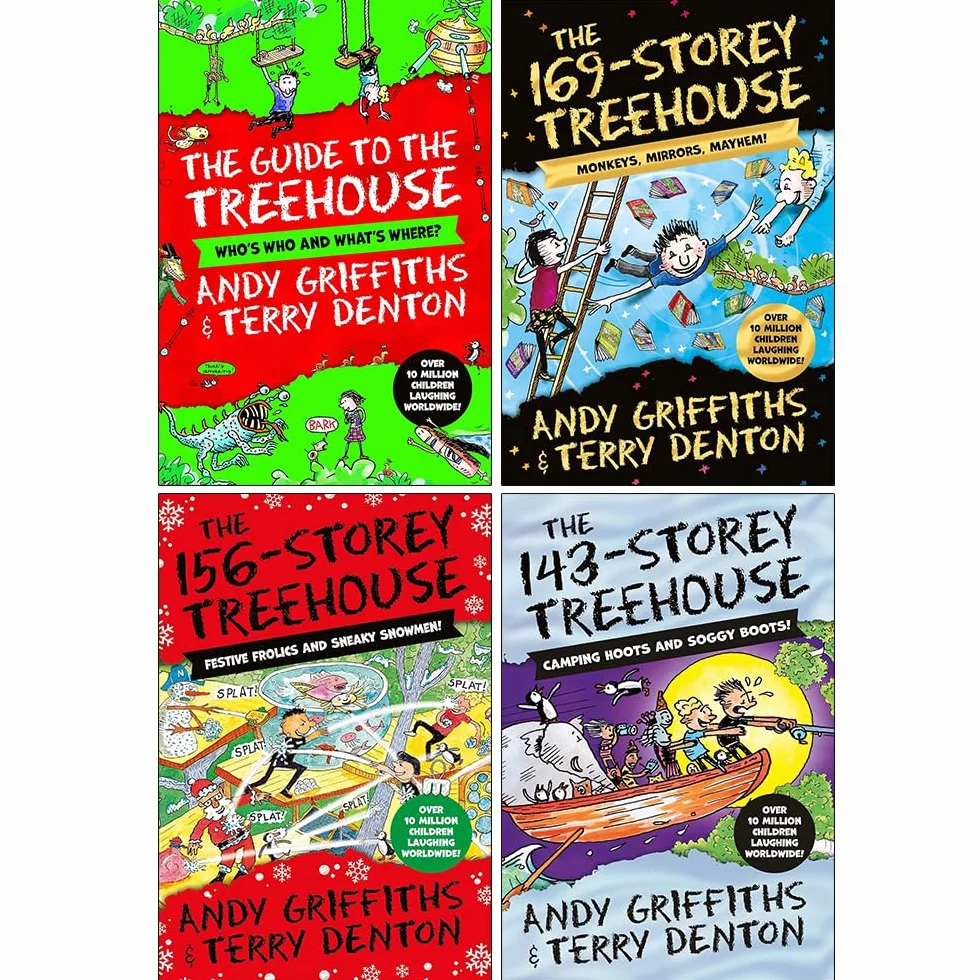 Foblit ltd Treehouse Series 11-14 Colección 4 Libros de Andy Griffiths (La guía de la casa del árbol, La casa del árbol de 169 Pisos, La casa del árbol de 156 Pisos y La casa del árbol de 143 Pisos)
