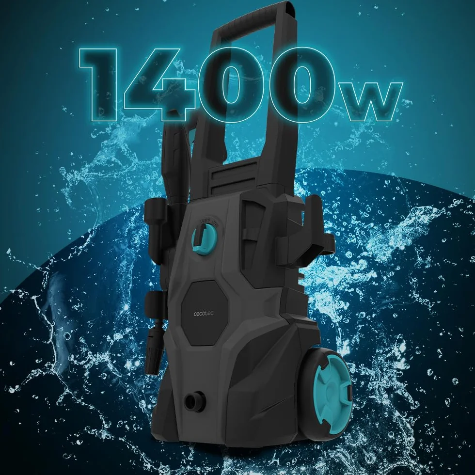 Cecotec Hidrolimpiadora Eléctrica de Alta Presión para Hogar, Jardín o Coche HydroBoost 1400 X-Treme. 1400W, 105Bares, Caudal de 408l/h, Botella Jabón, Bomba de Aluminio, Radio de Acción 9m