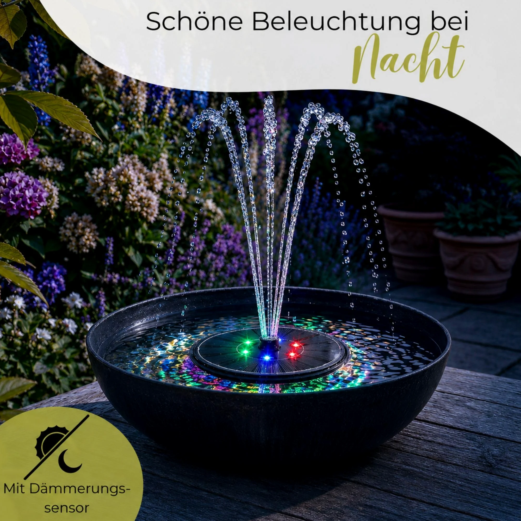Fuente solar para exteriores antracita 45 cm jardin HOME & HOBBY