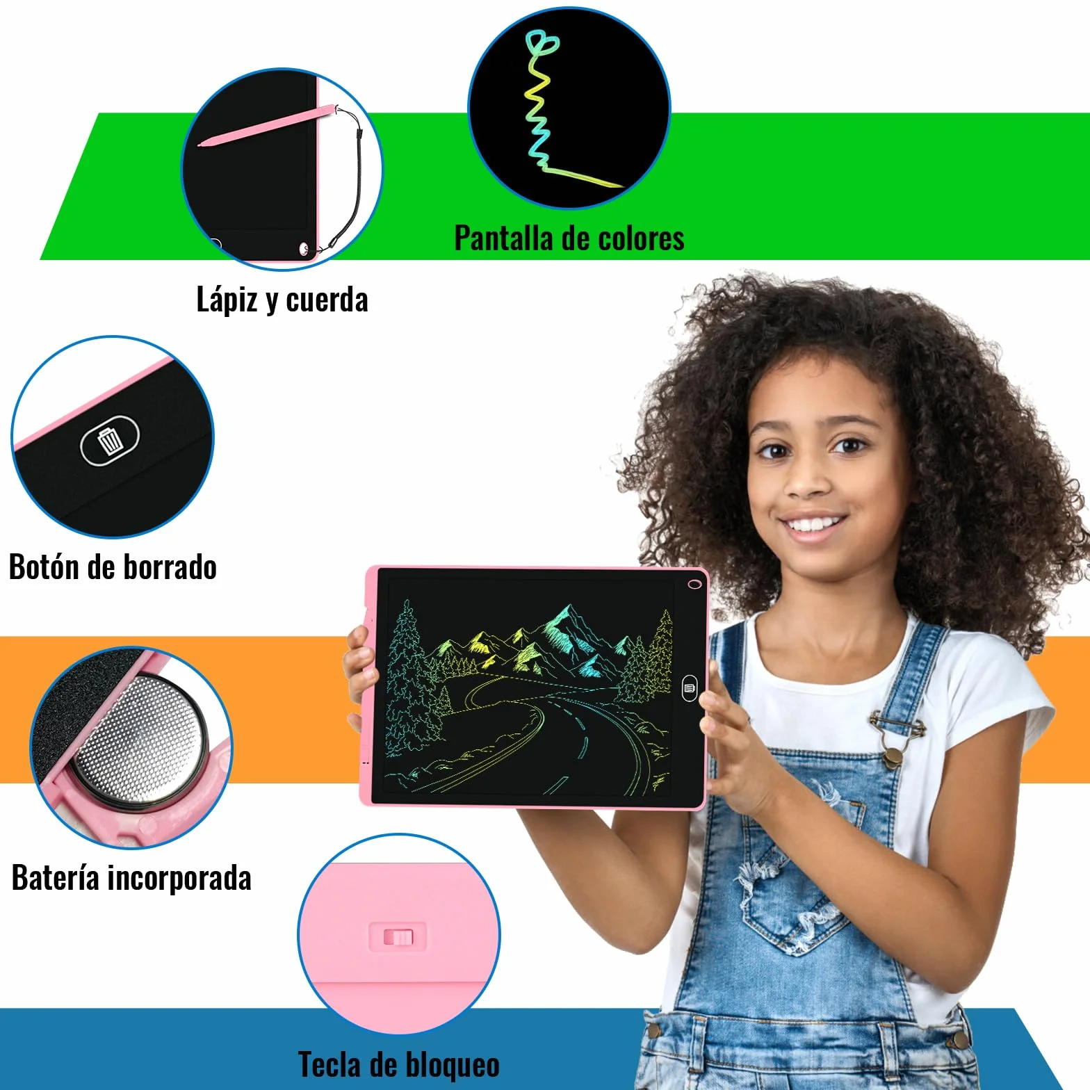 Electight Tablet Escritura LCD 12 Pulgadas 2 Packs Pantalla Colorido Infantil Juguetes Educativo Niños Borrable Bloqueo