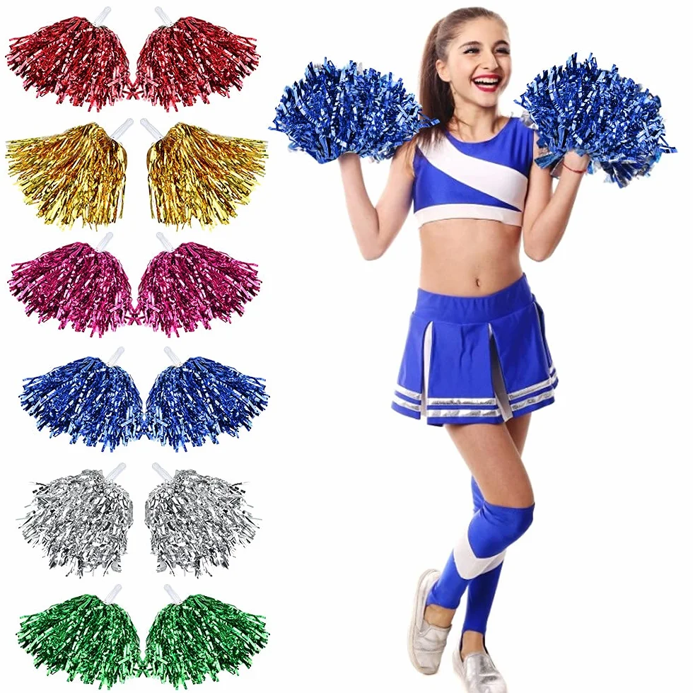 RECHCIGA pompones metálicos brillantes para animadoras, 6 colores