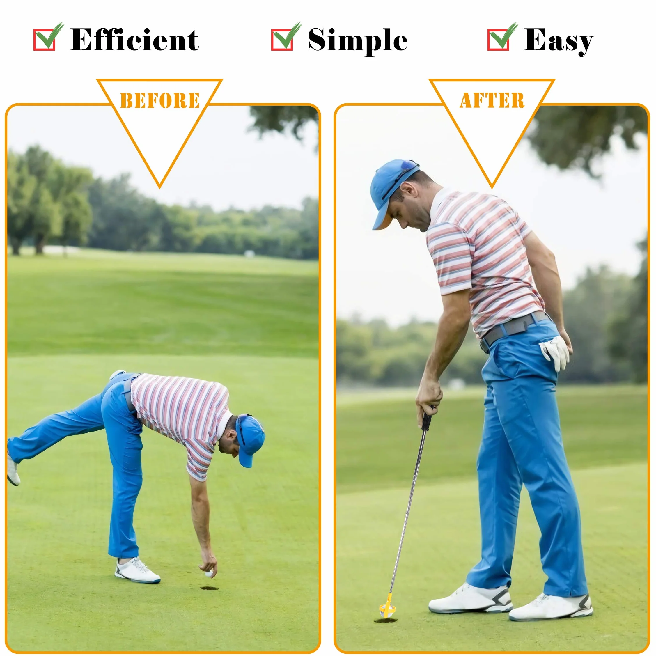 Tunejoy Telescópico Pelota de Golf Automático Herramienta Golf Ball Retriever Acero Inoxidable Accesorios para Golfista